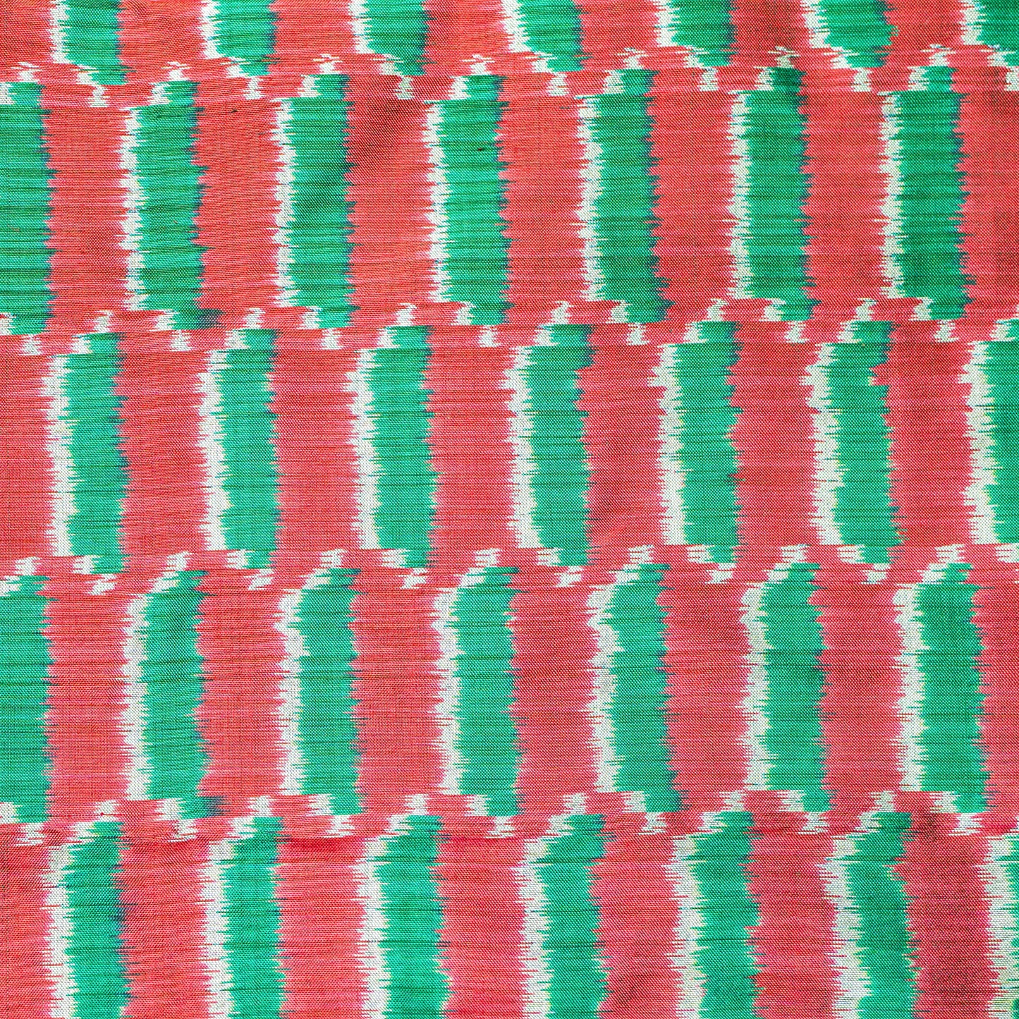 Ikatan Green & Red Mulberry Silk Pochampally Ikat Saree Ikatan