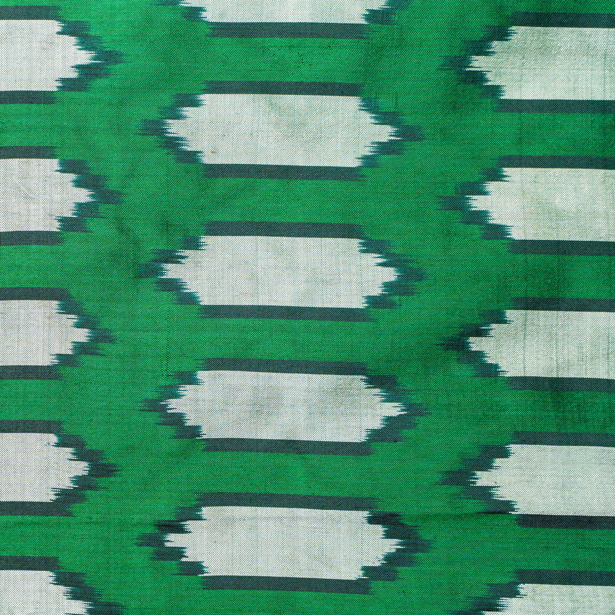 Ikatan Green &amp; Red Mulberry Silk Pochampally Ikat Saree Ikatan