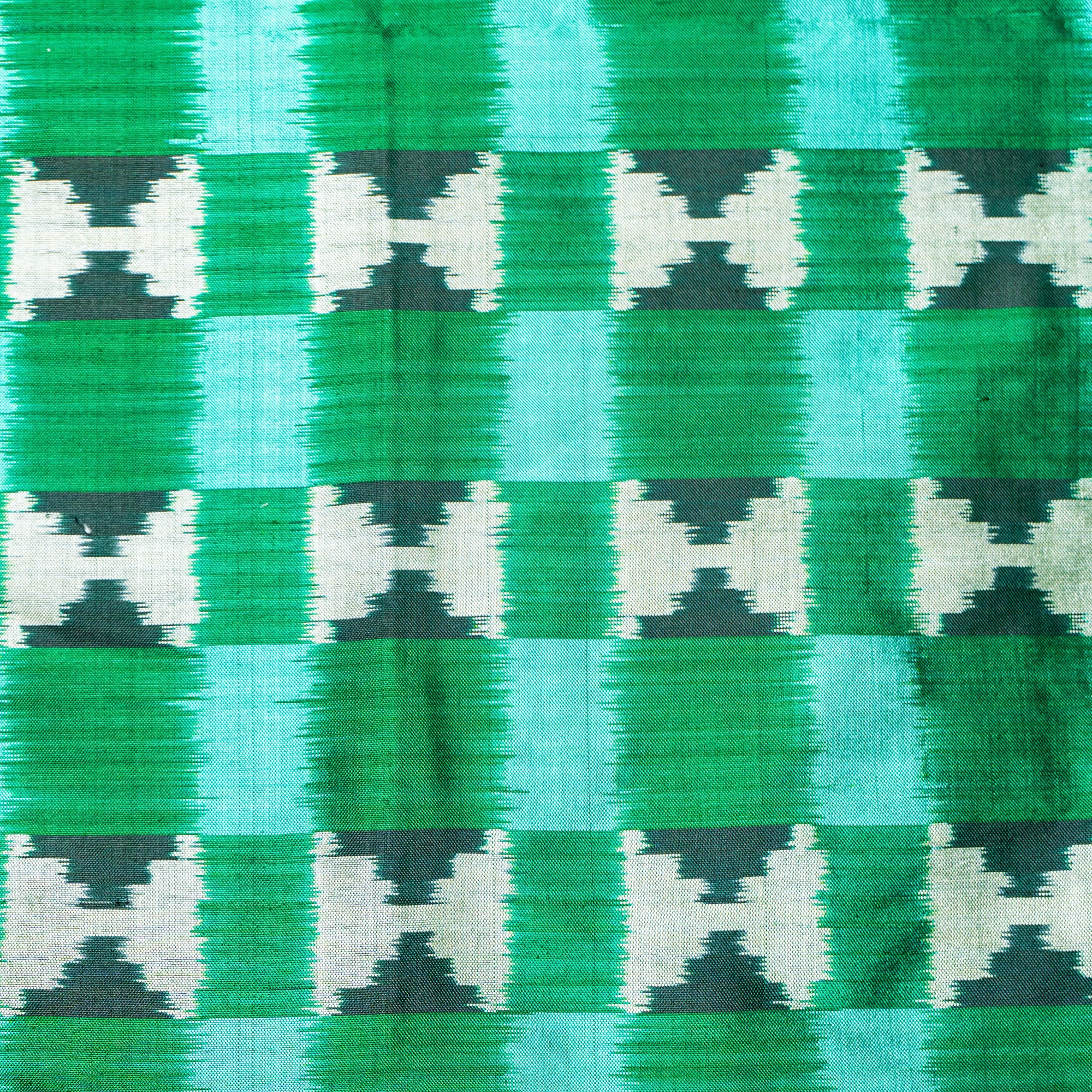 Ikatan Green Mulberry Silk Pochampally Ikat Saree Ikatan