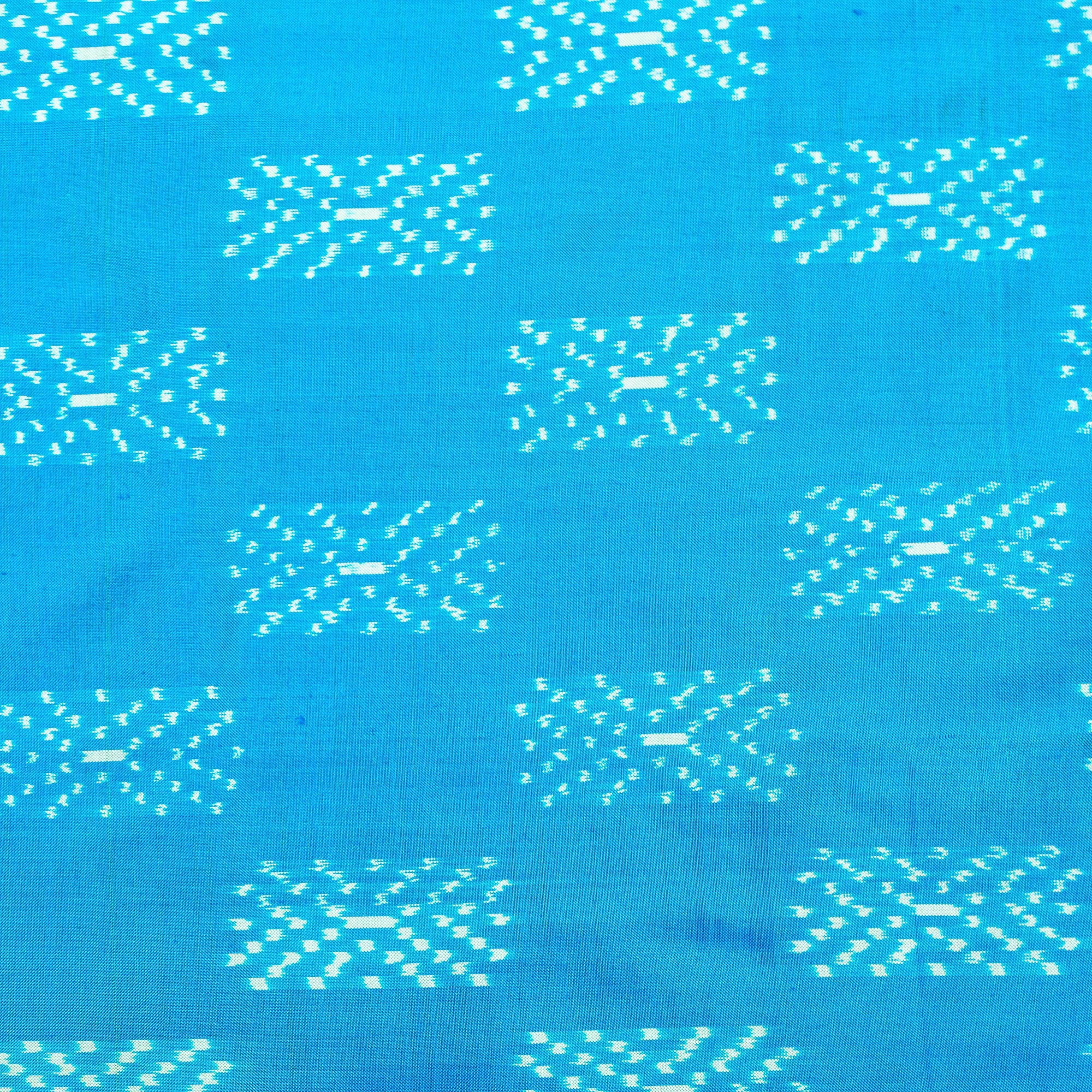 Ikatan Blue & Green Mulberry Silk Pochampally Ikat Saree Ikatan