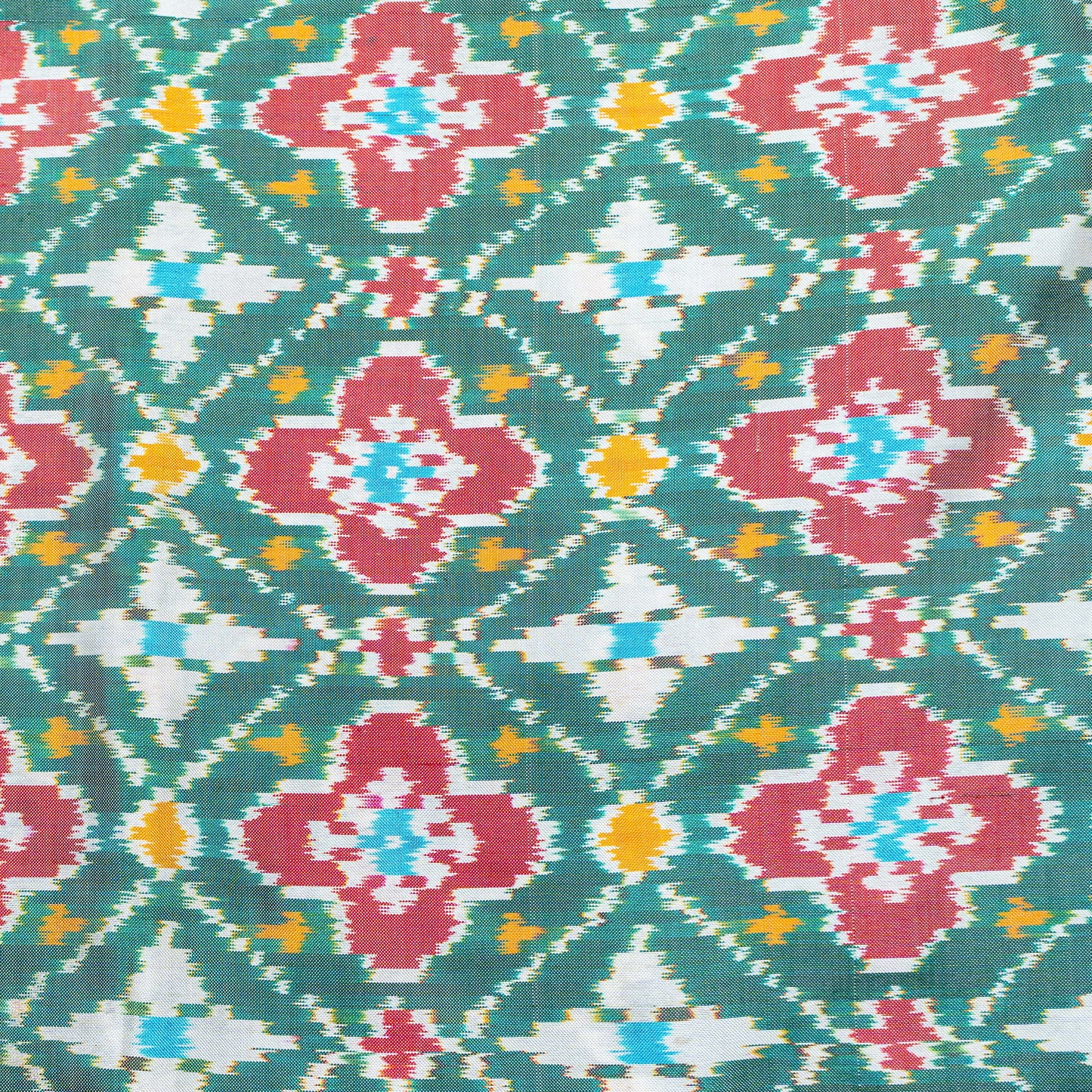 Ikatan Green & Red Mulberry Silk Patola Ikat Saree Ikatan
