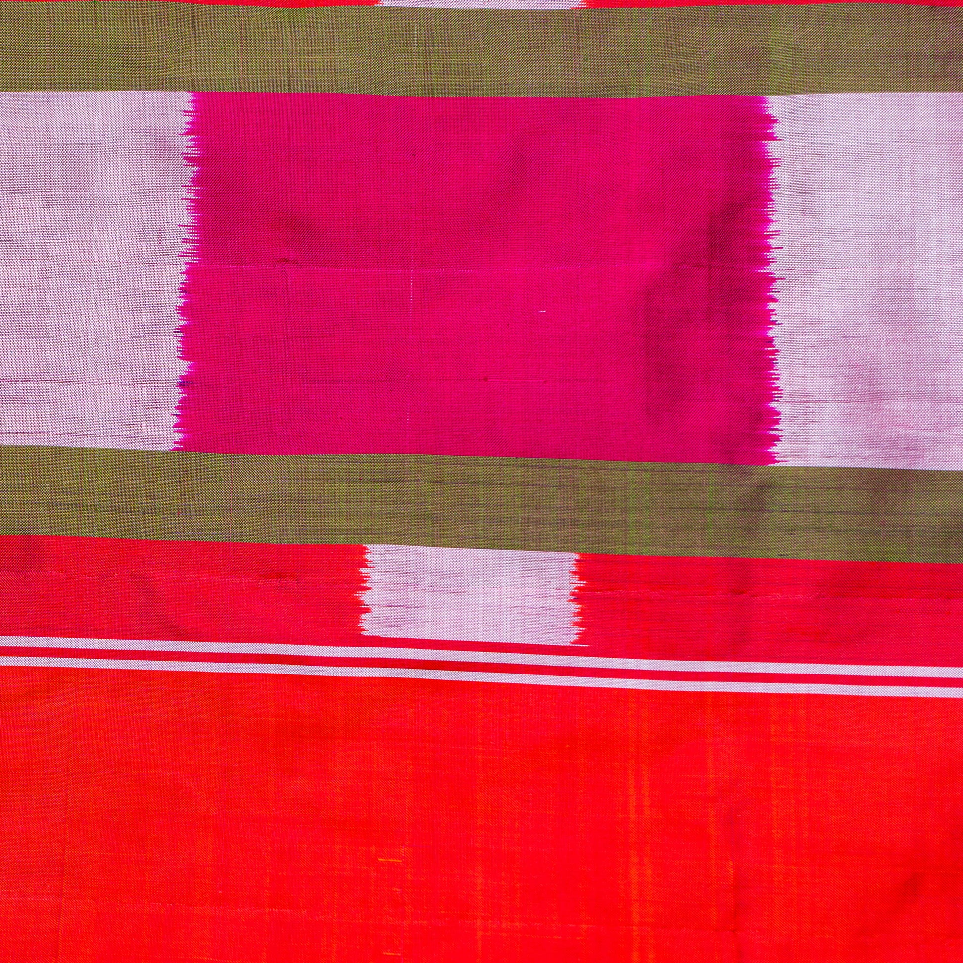 Ikatan Mauve & Pink Mulberry Silk Pochampally Ikat Saree Ikatan