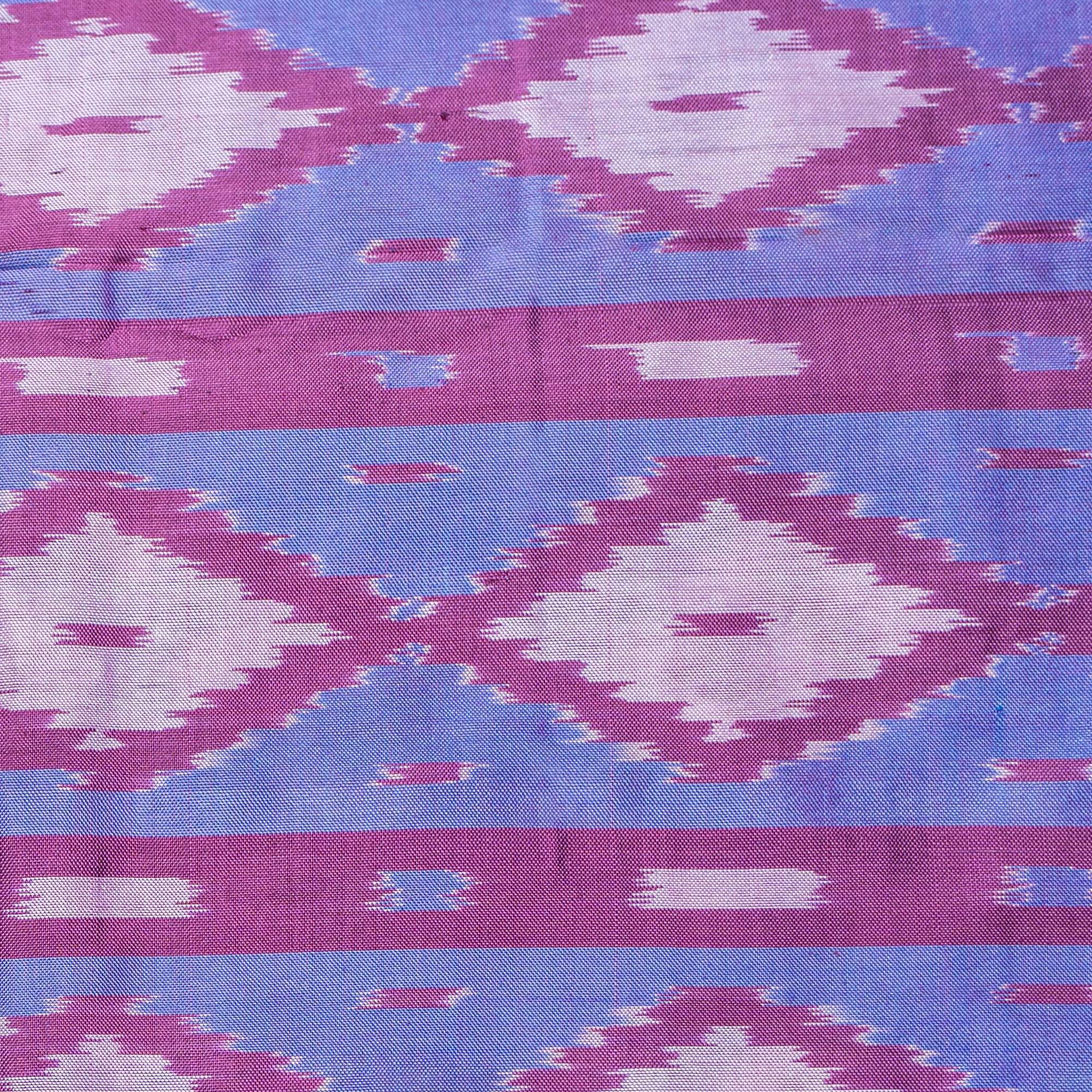 Ikatan Blue and Mauve Mulberry Silk Pochampally Ikat Saree Ikatan