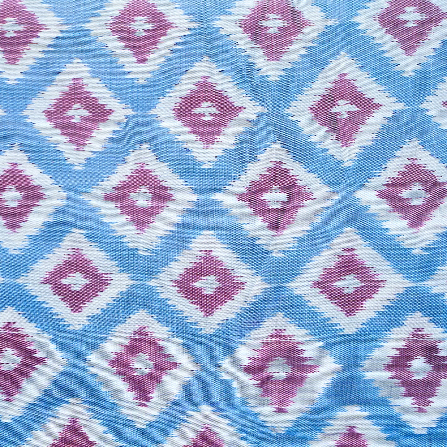 Ikatan Blue and Mauve Mulberry Silk Pochampally Ikat Saree Ikatan