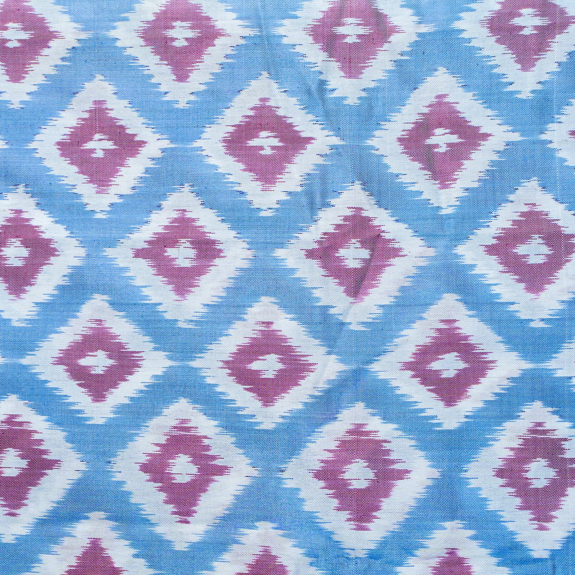 Ikatan Blue and Mauve Mulberry Silk Pochampally Ikat Saree Ikatan