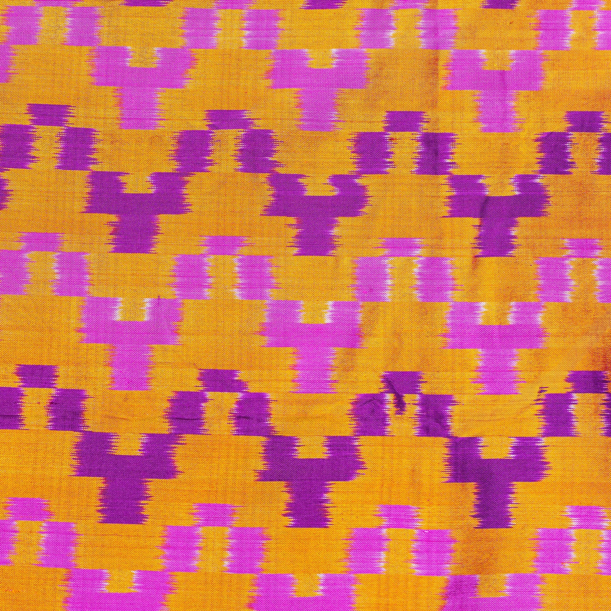 Ikatan Orange & Purple Mulberry Silk Pochampally Ikat Saree Ikatan