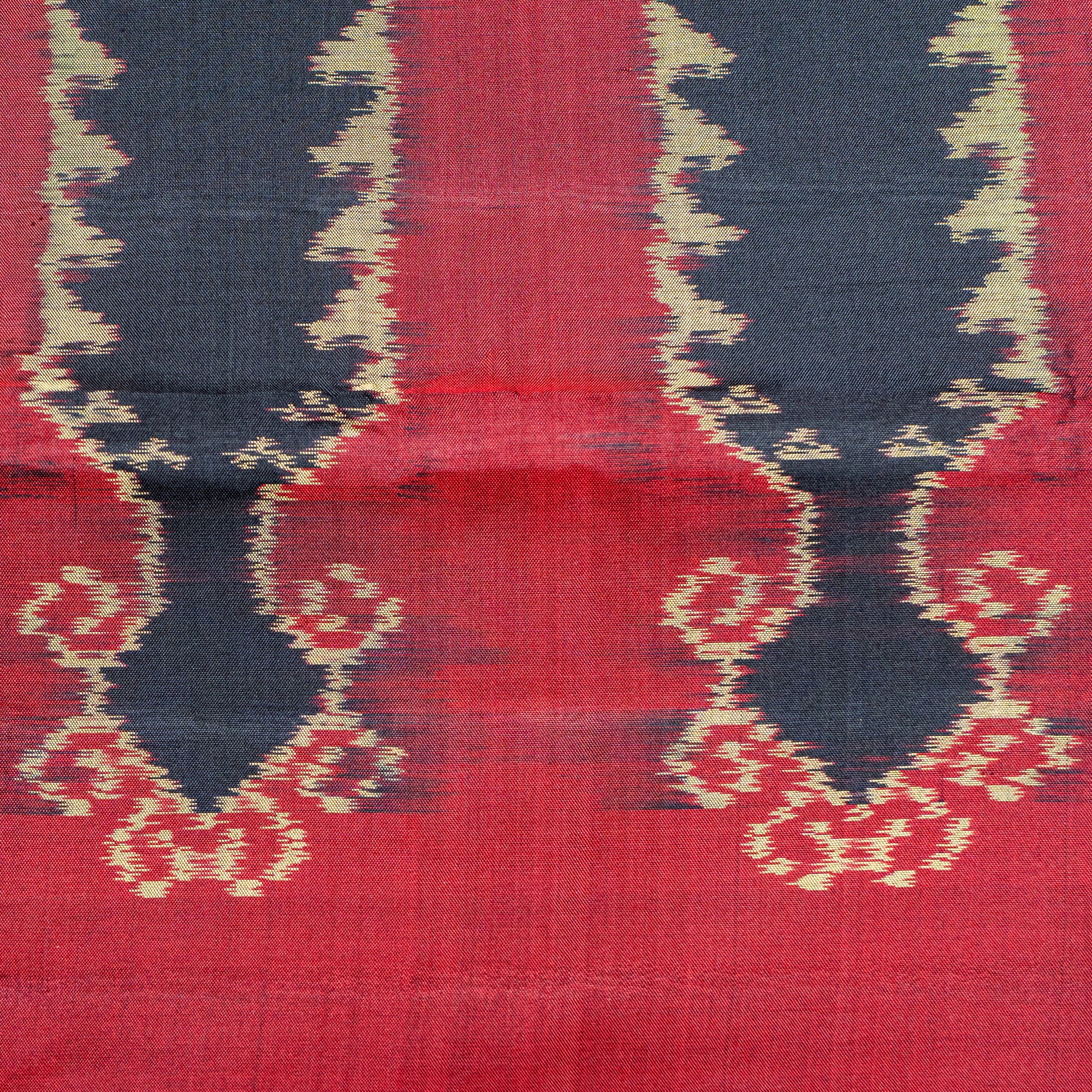 Poonam Bhagat Black &amp; Maroon Mulberry Silk Gujarat Ikat Saree Ikatan