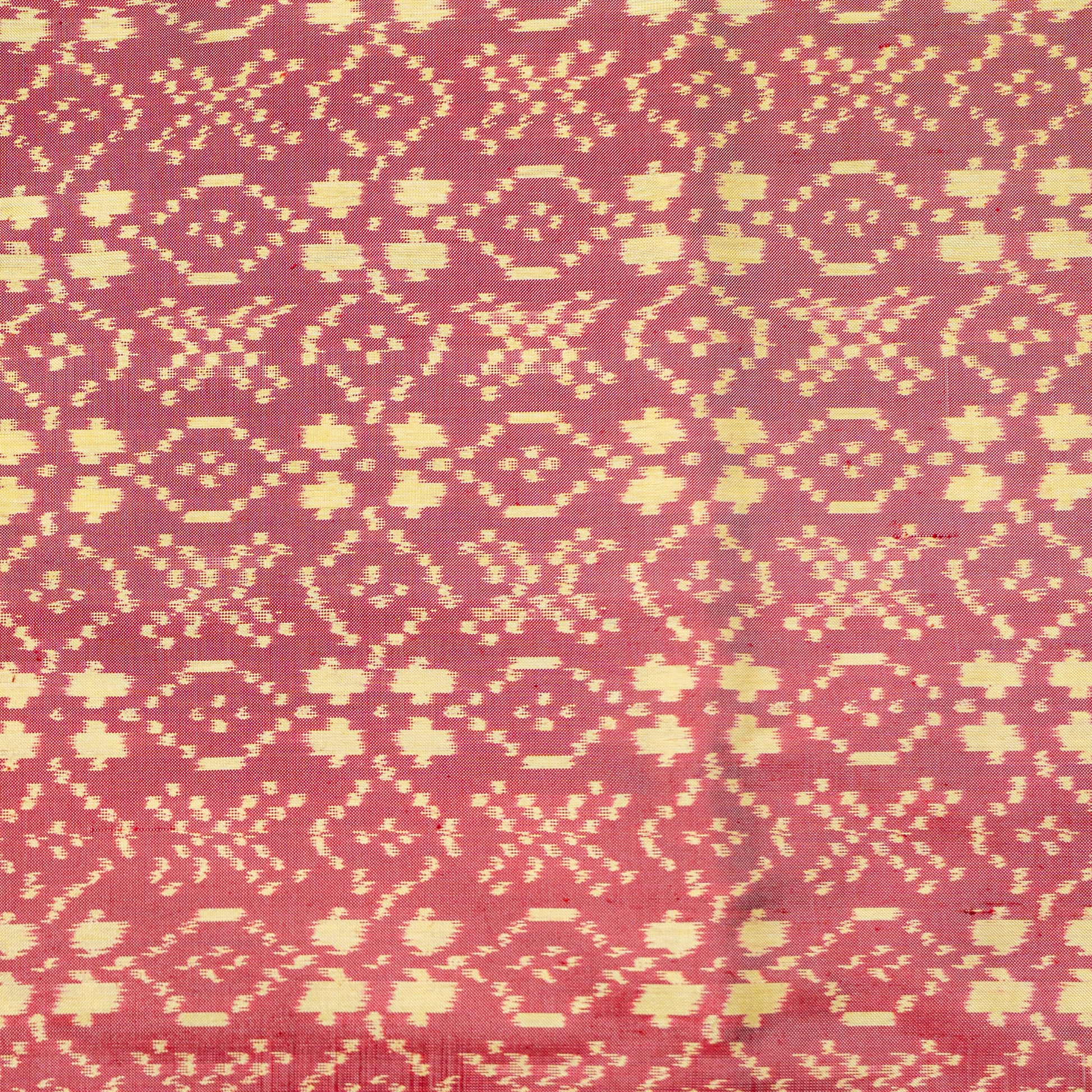 Ikatan Light Red & Yellow Mulberry Silk Odisha Ikat Saree Ikatan