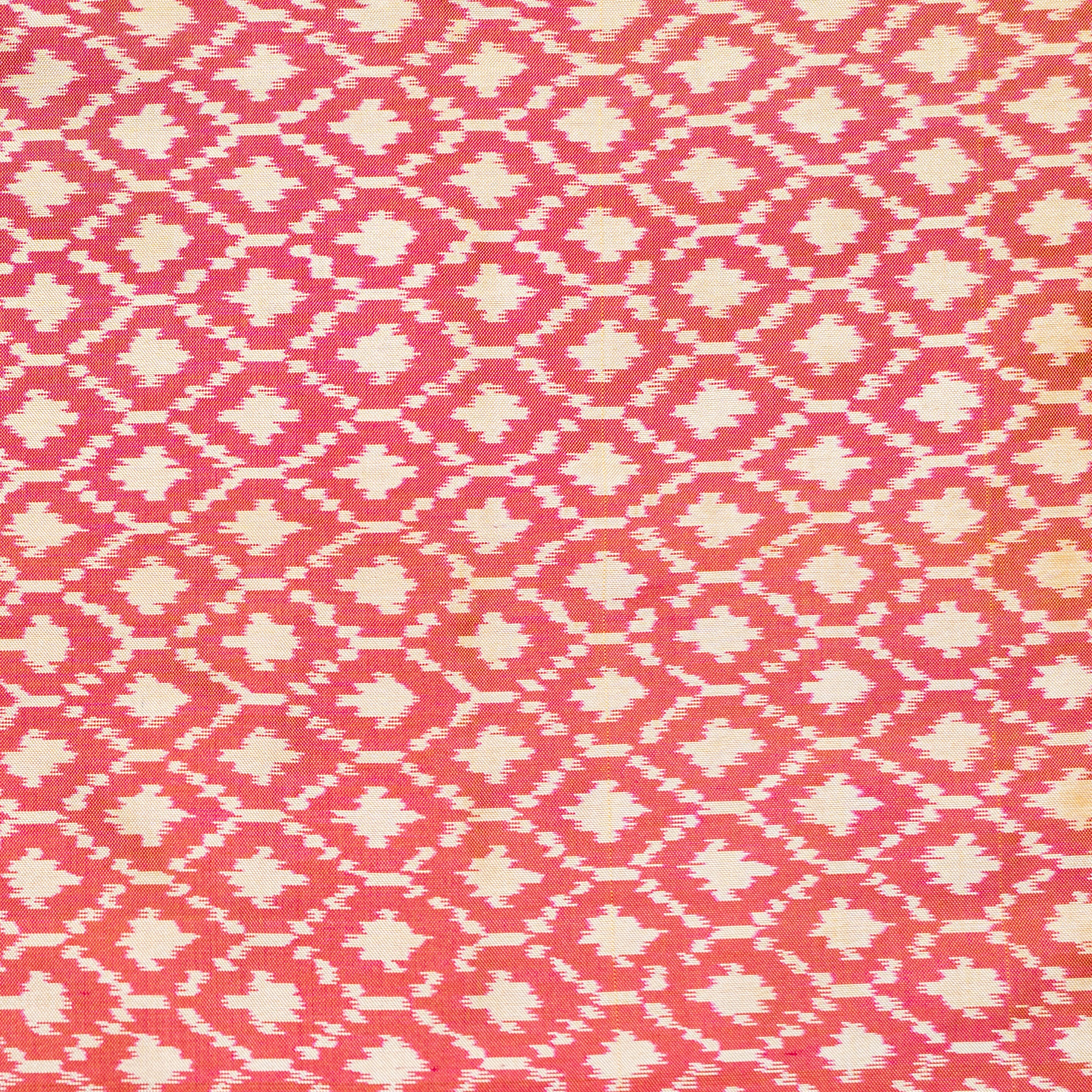 Ikatan Peach Mulberry Silk Odisha Ikat Saree Ikatan