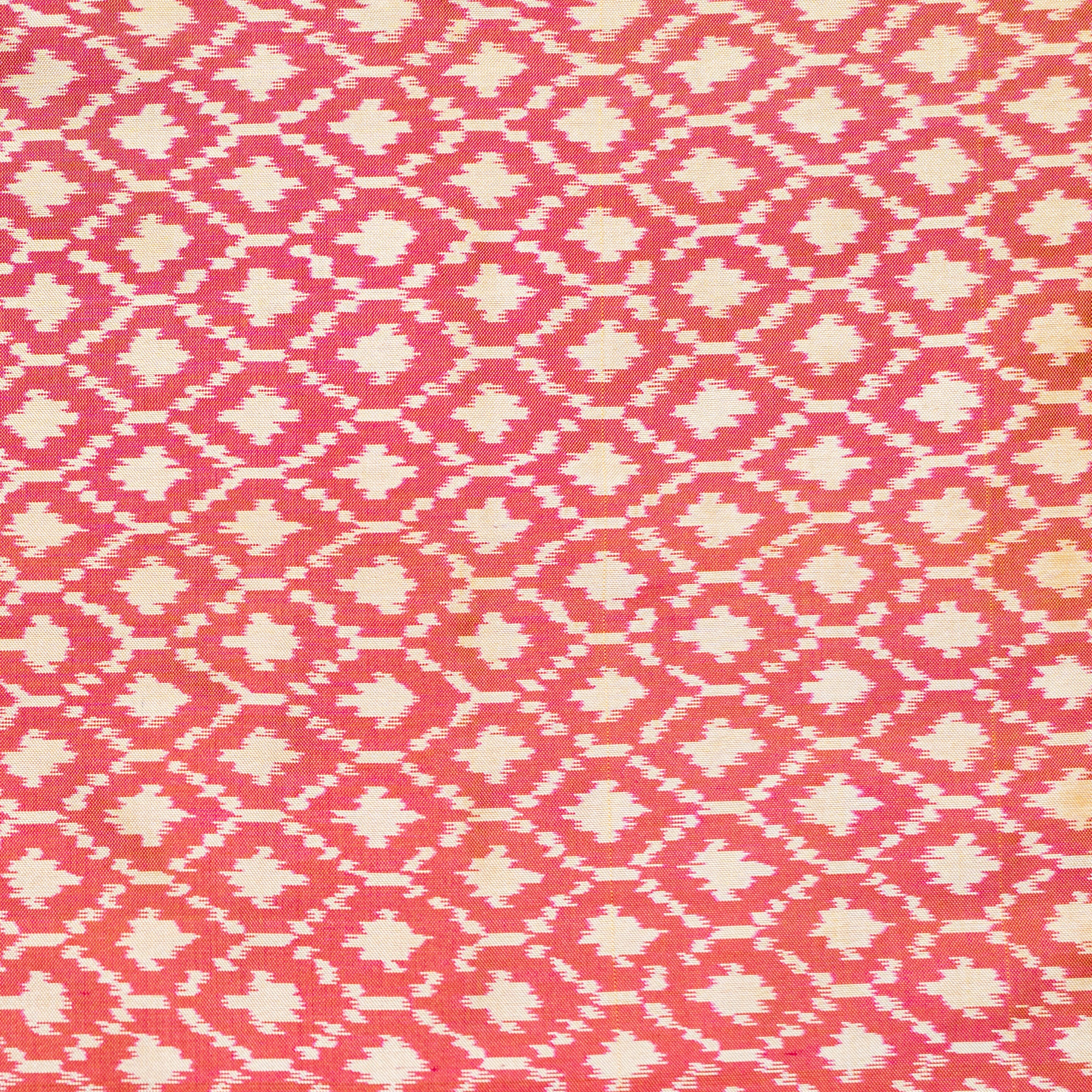 Ikatan Peach Mulberry Silk Odisha Ikat Saree Ikatan