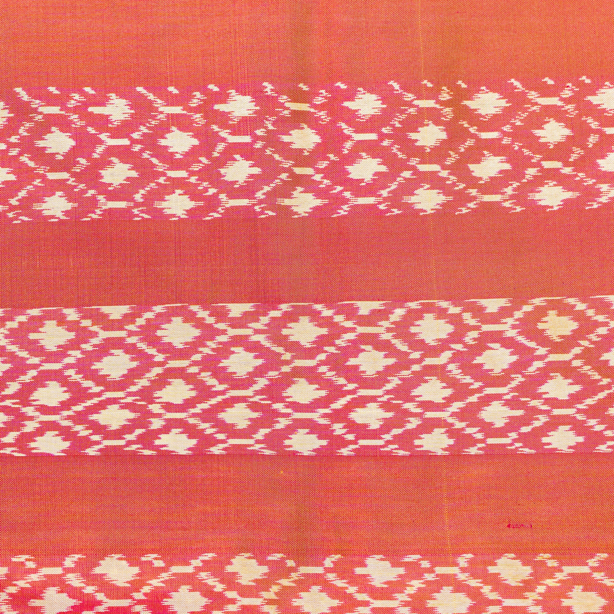 Ikatan Peach Mulberry Silk Odisha Ikat Saree Ikatan