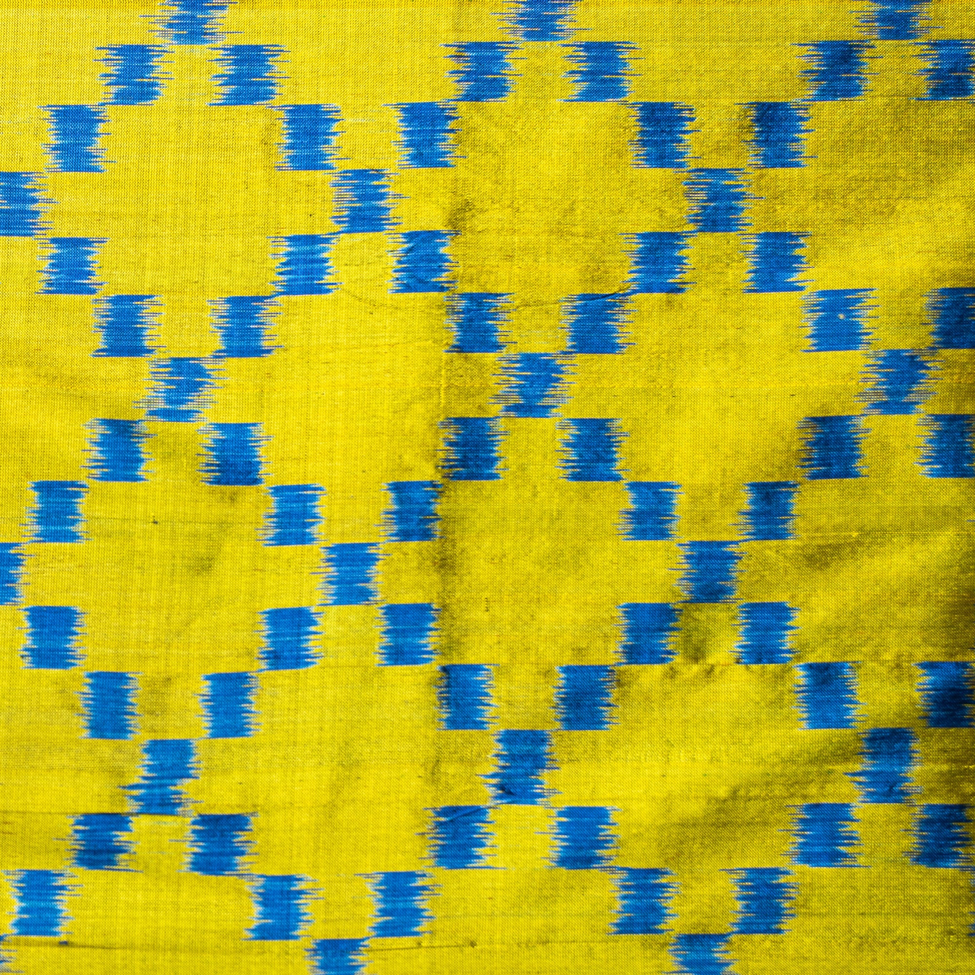 Ikatan Ice Blue &amp; Yellow Mulberry Silk Odisha Ikat Saree Ikatan