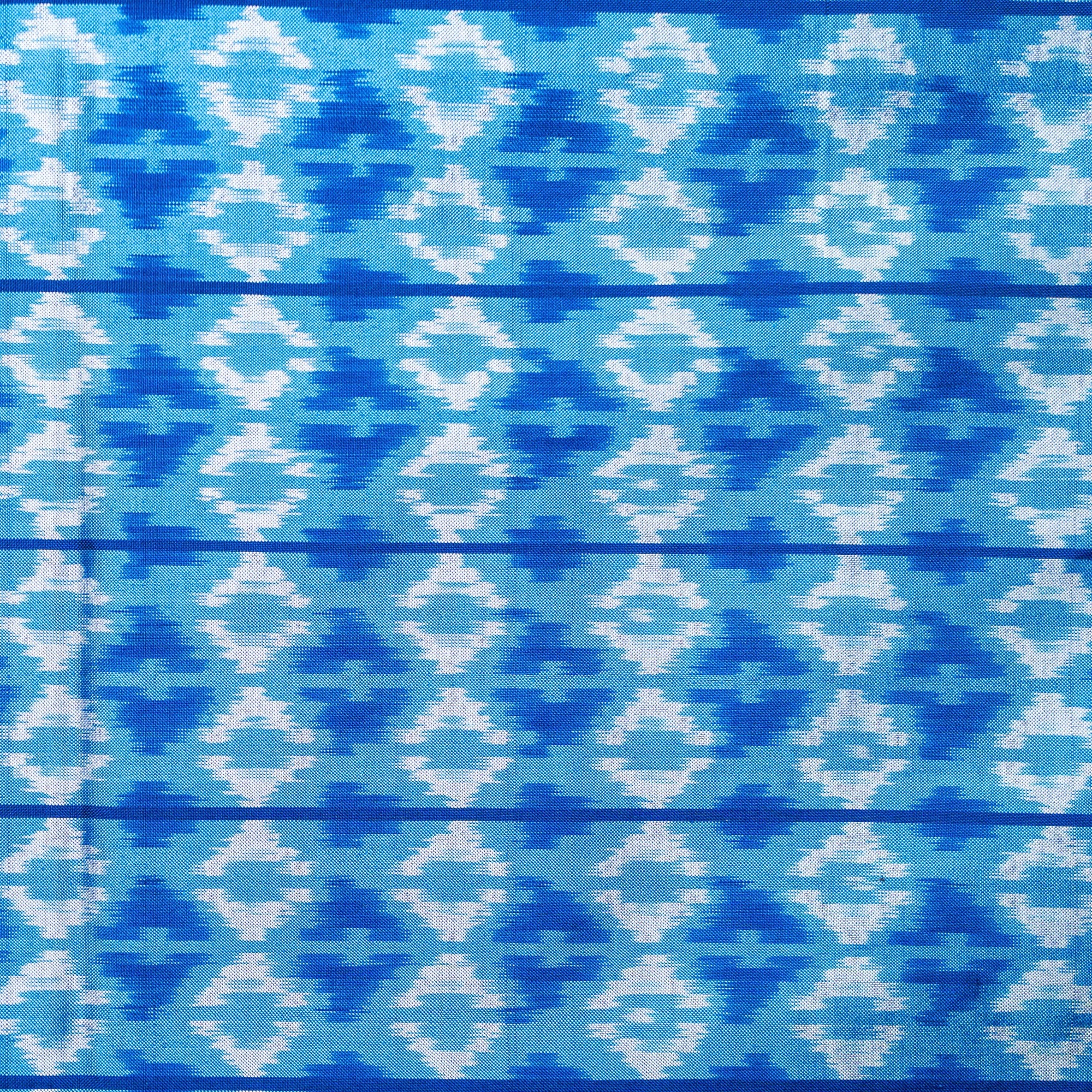 Ikatan Dual Blue Shade Mulberry Silk Pochampally Ikat Saree