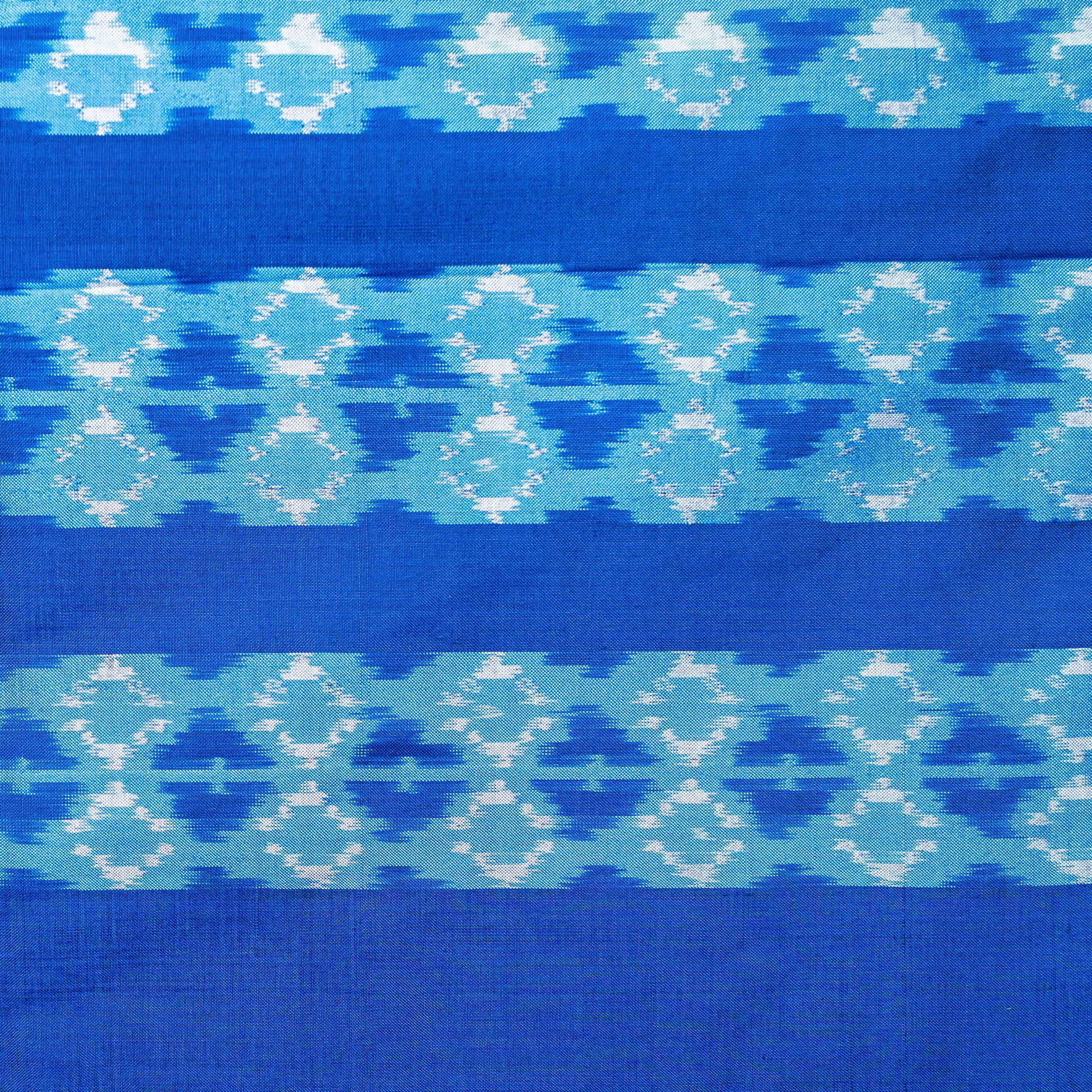 Ikatan Dual Blue Shade Mulberry Silk Pochampally Ikat Saree Ikatan