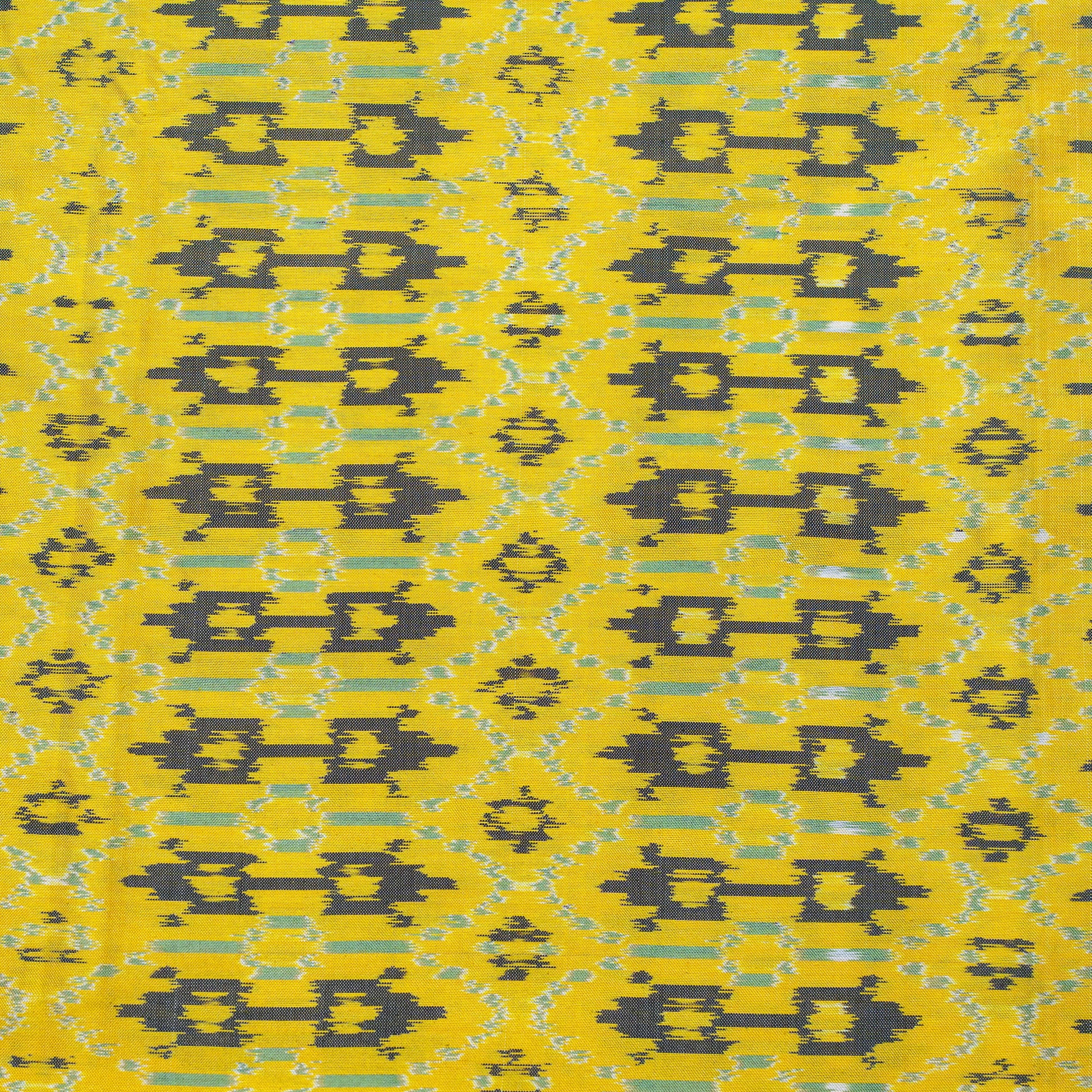 Bibhu Mohapatra Yellow & Olive Mulberry Silk Pochampally Ikat Saree Ikatan