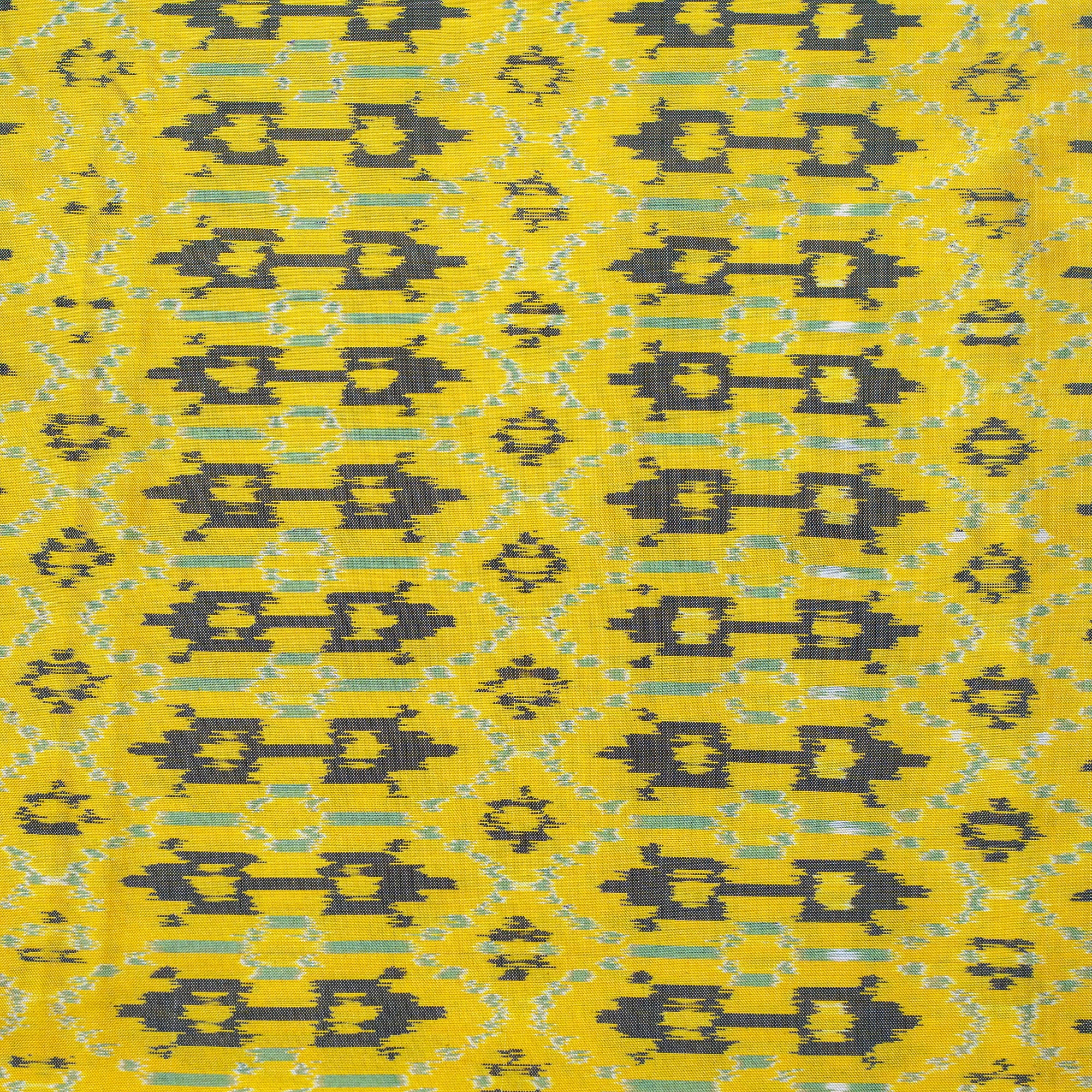 Bibhu Mohapatra Yellow &amp; Olive Mulberry Silk Pochampally Ikat Saree Ikatan