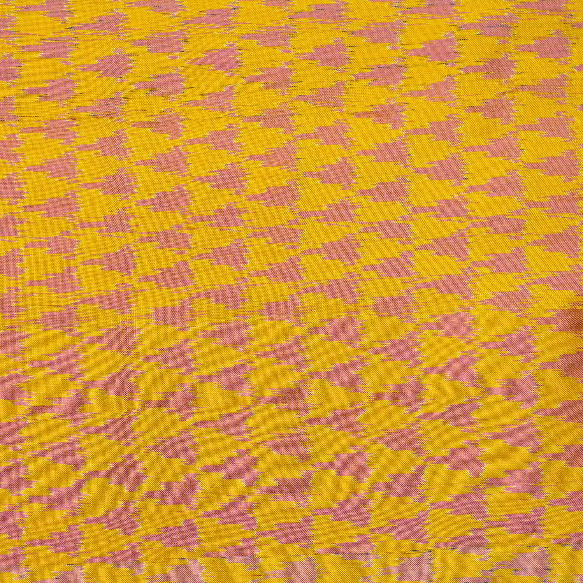 Bibhu Mohapatra Green &amp; Yellow Mulberry Silk Pochampally Ikat Saree Ikatan