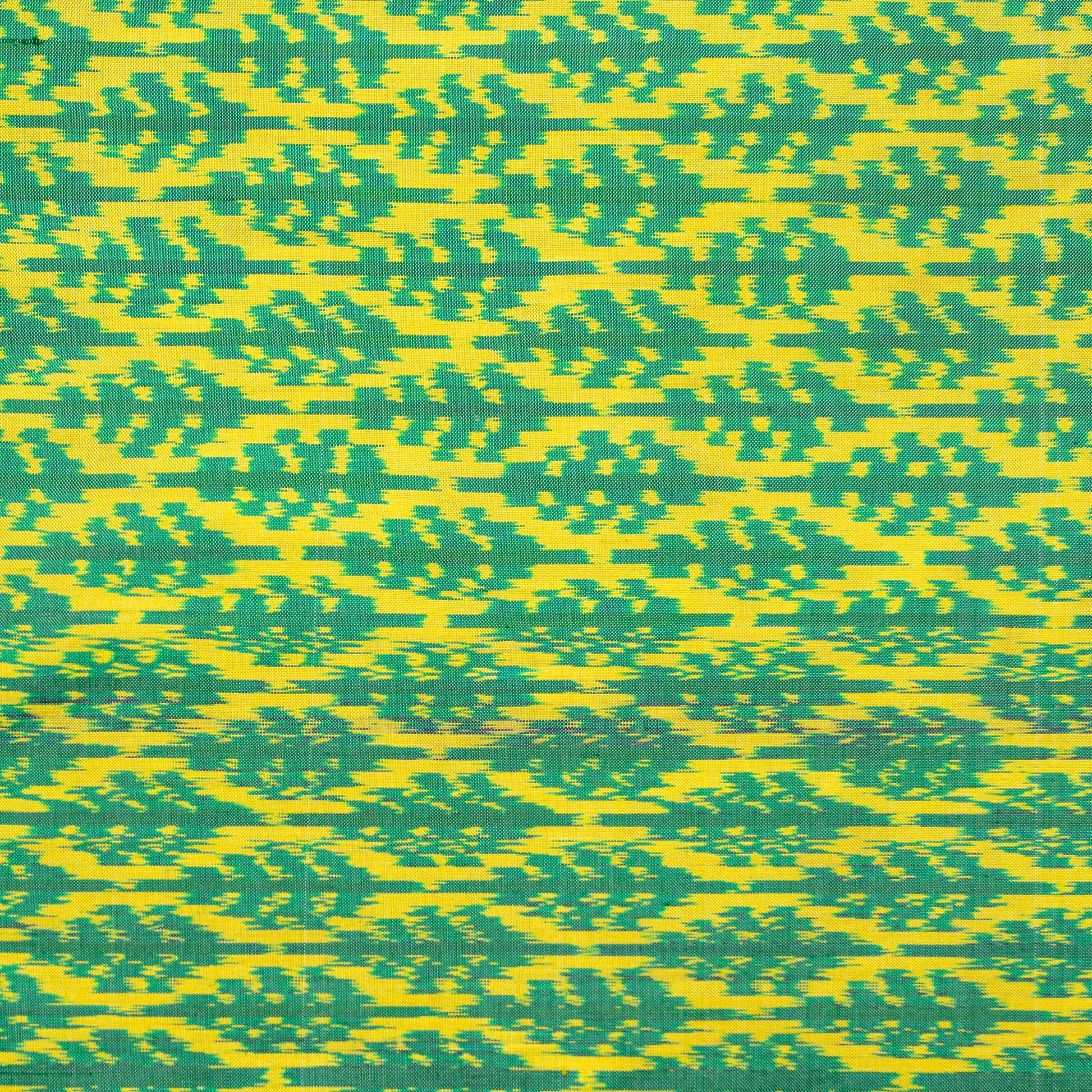 Bibhu Mohapatra Green & Yellow Mulberry Silk Pochampally Ikat Saree Ikatan