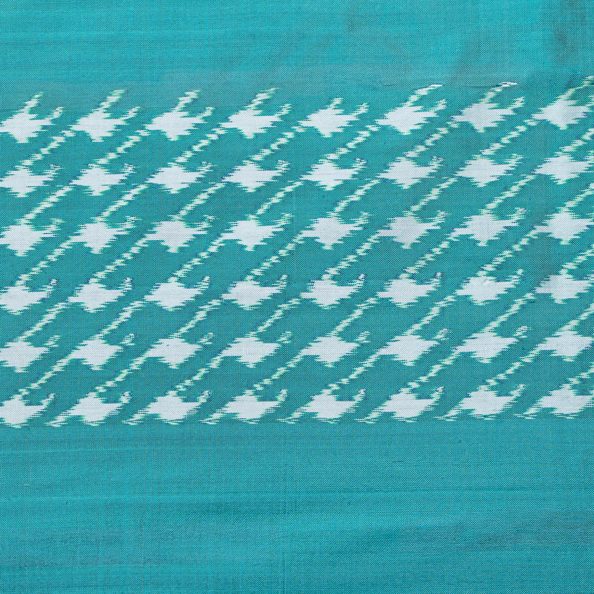Bibhu Mohapatra Sea Green &amp; White Mulberry Silk Pochampally Ikat Saree Ikatan