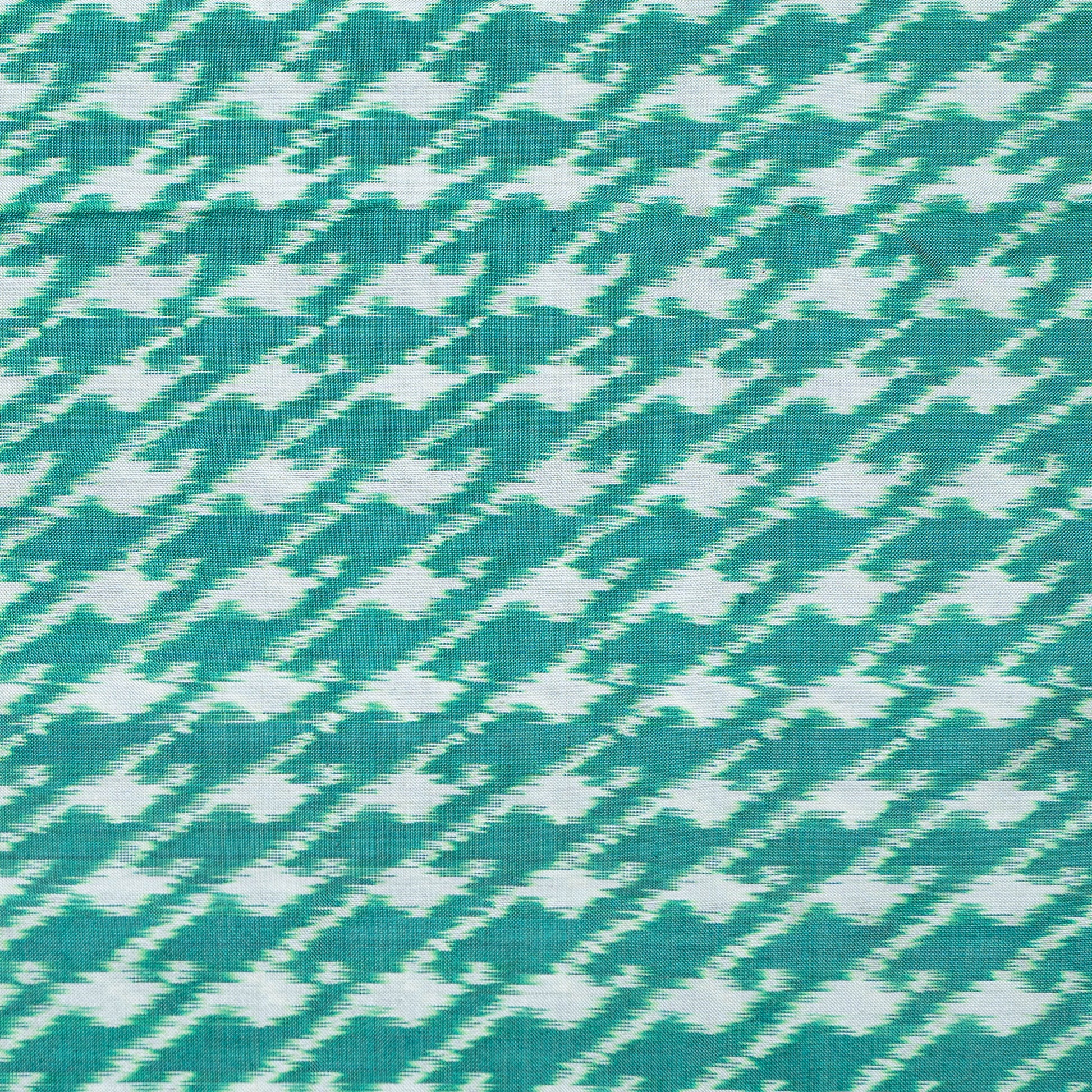 Bibhu Mohapatra Sea Green & White Mulberry Silk Pochampally Ikat Saree Ikatan