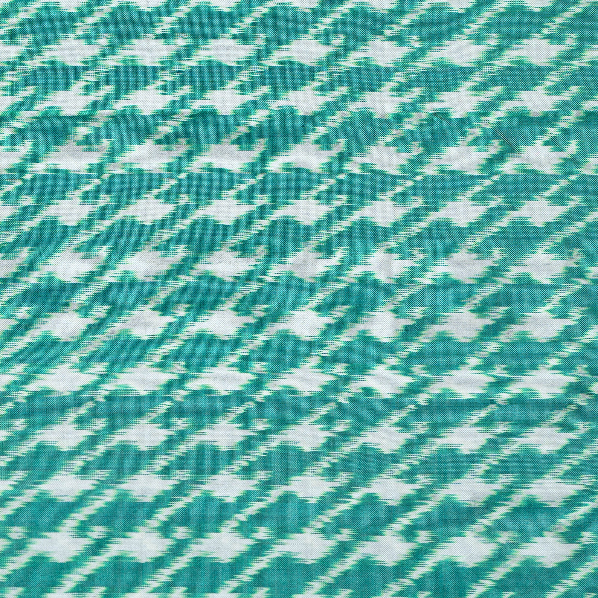Bibhu Mohapatra Sea Green &amp; White Mulberry Silk Pochampally Ikat Saree Ikatan