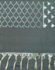 Bibhu Mohapatra Grey Mulberry Silk Pochampally Ikat Saree Ikatan