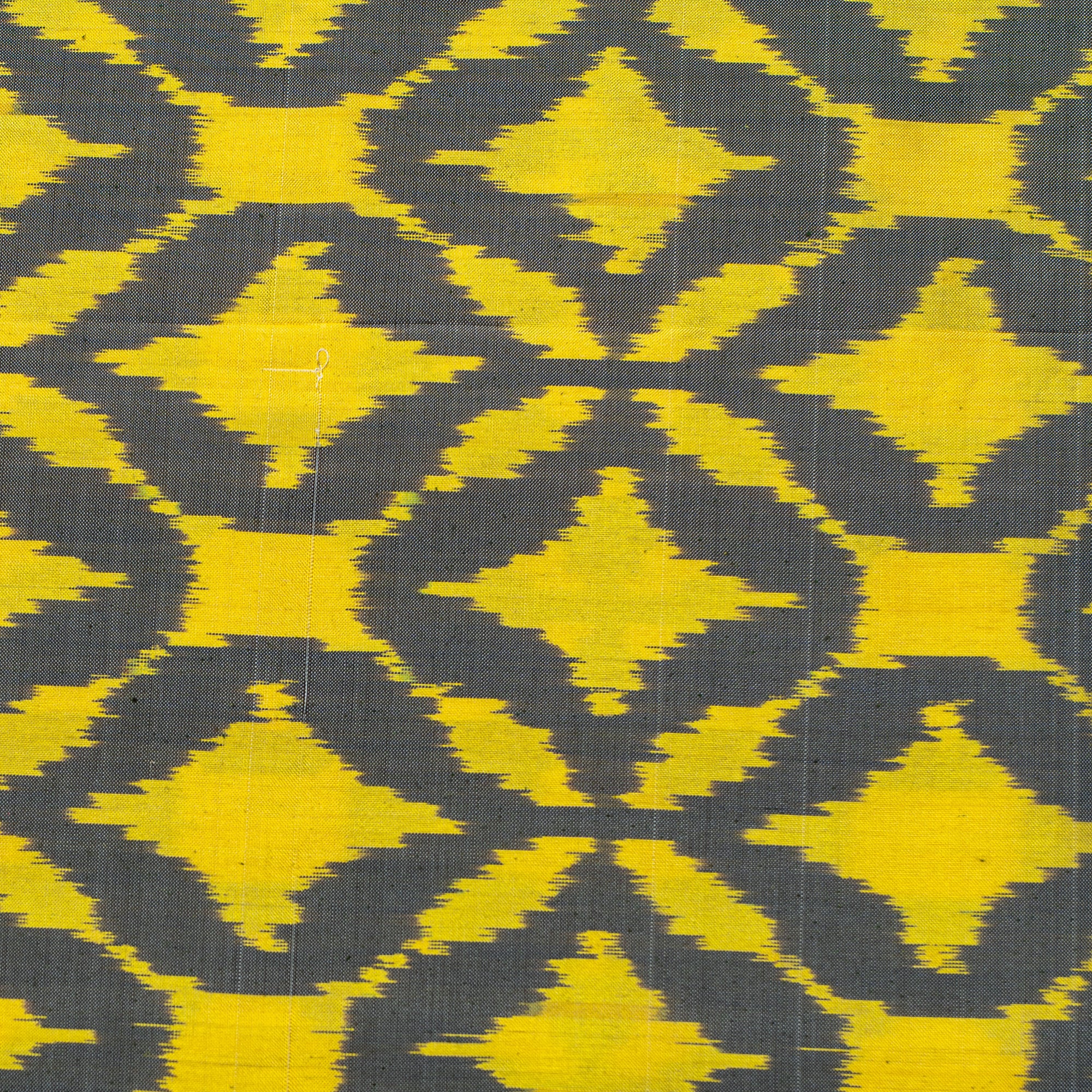 Bibhu Mohapatra Yellow &amp; Grey Mulberry Silk Pochampally Ikat Saree Ikatan