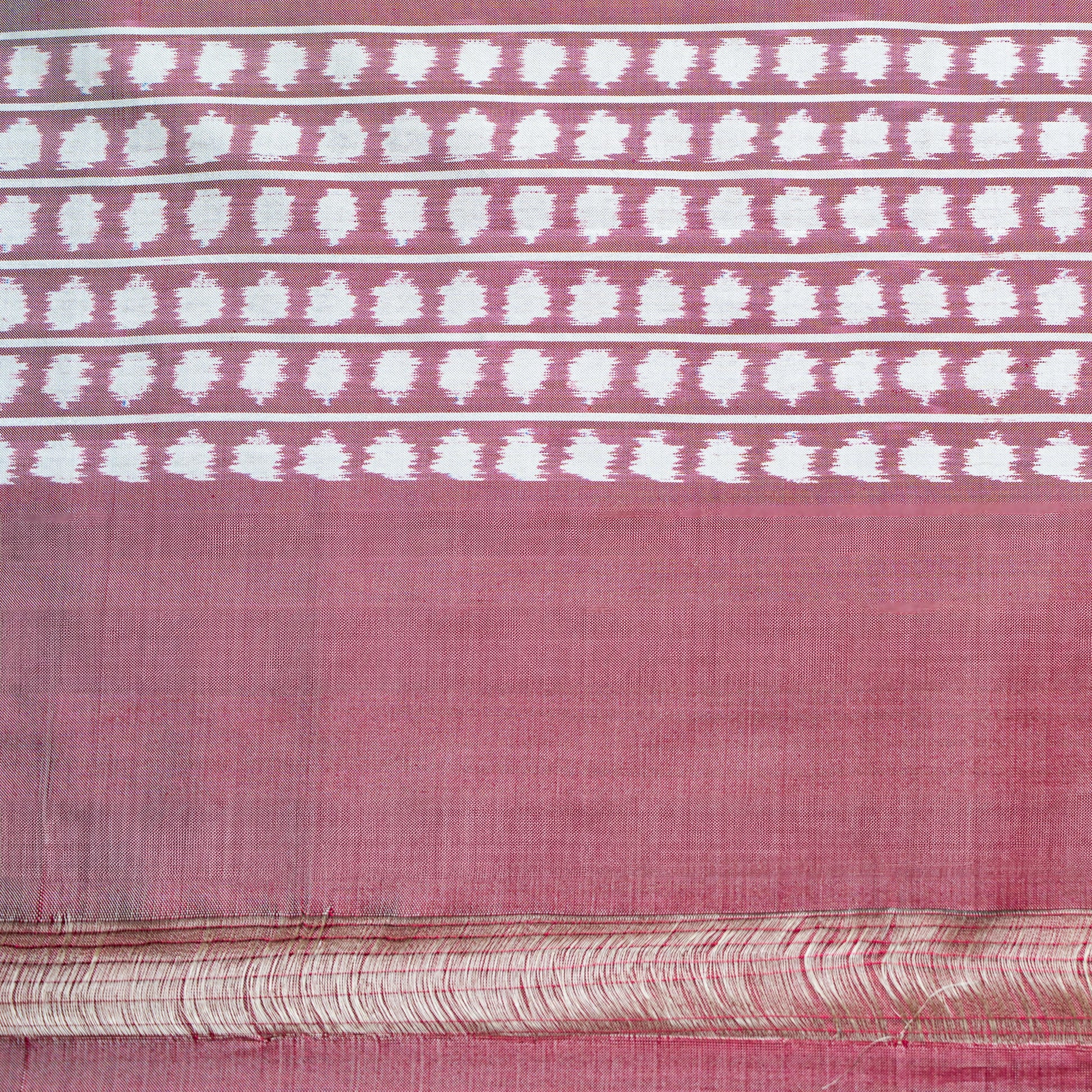 Bibhu Mohapatra Maroon & White Mulberry Silk Pochampally Ikat Saree Ikatan