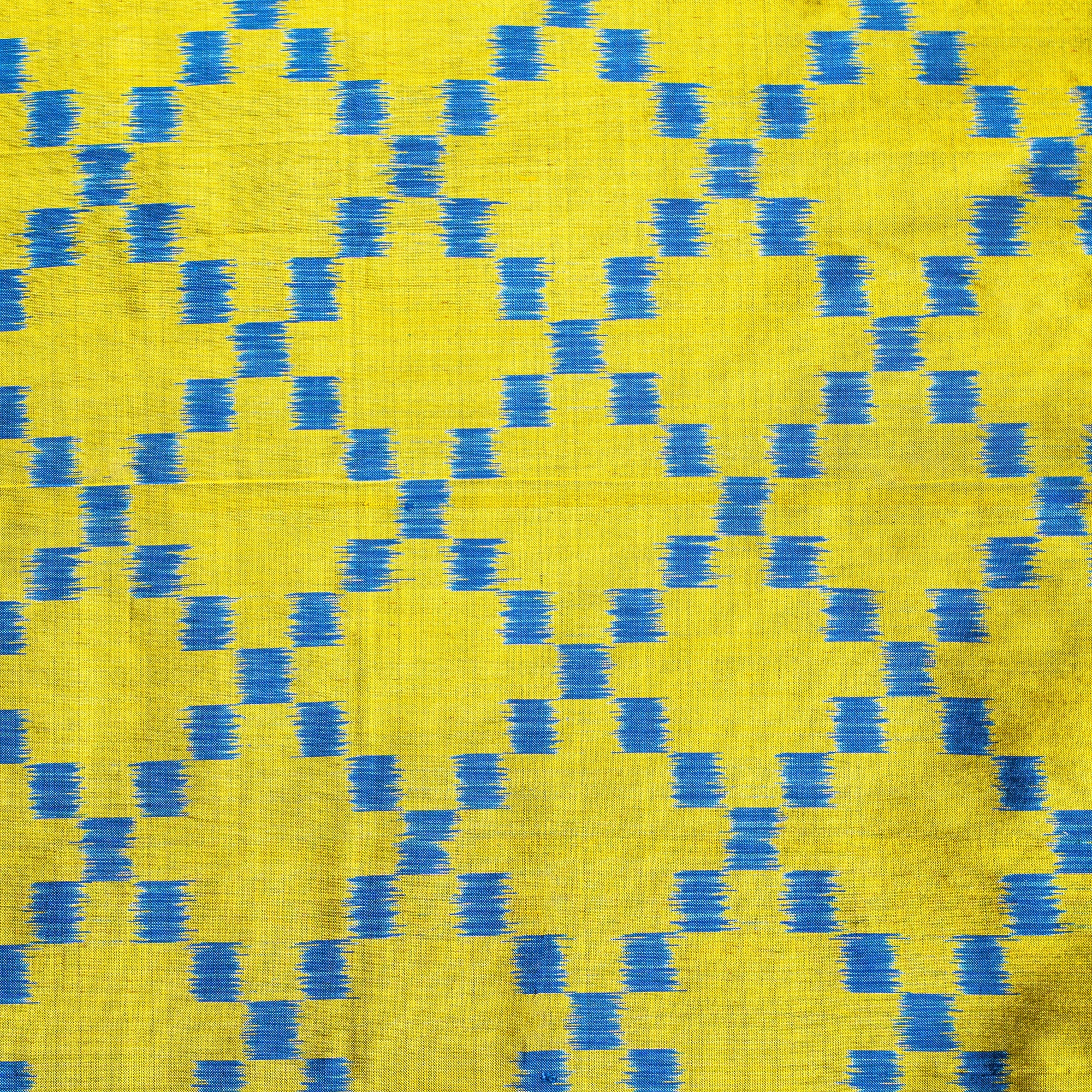 Bibhu Mohapatra Yellow &amp; Blue Mulberry Silk Odisha Ikat Saree Ikatan
