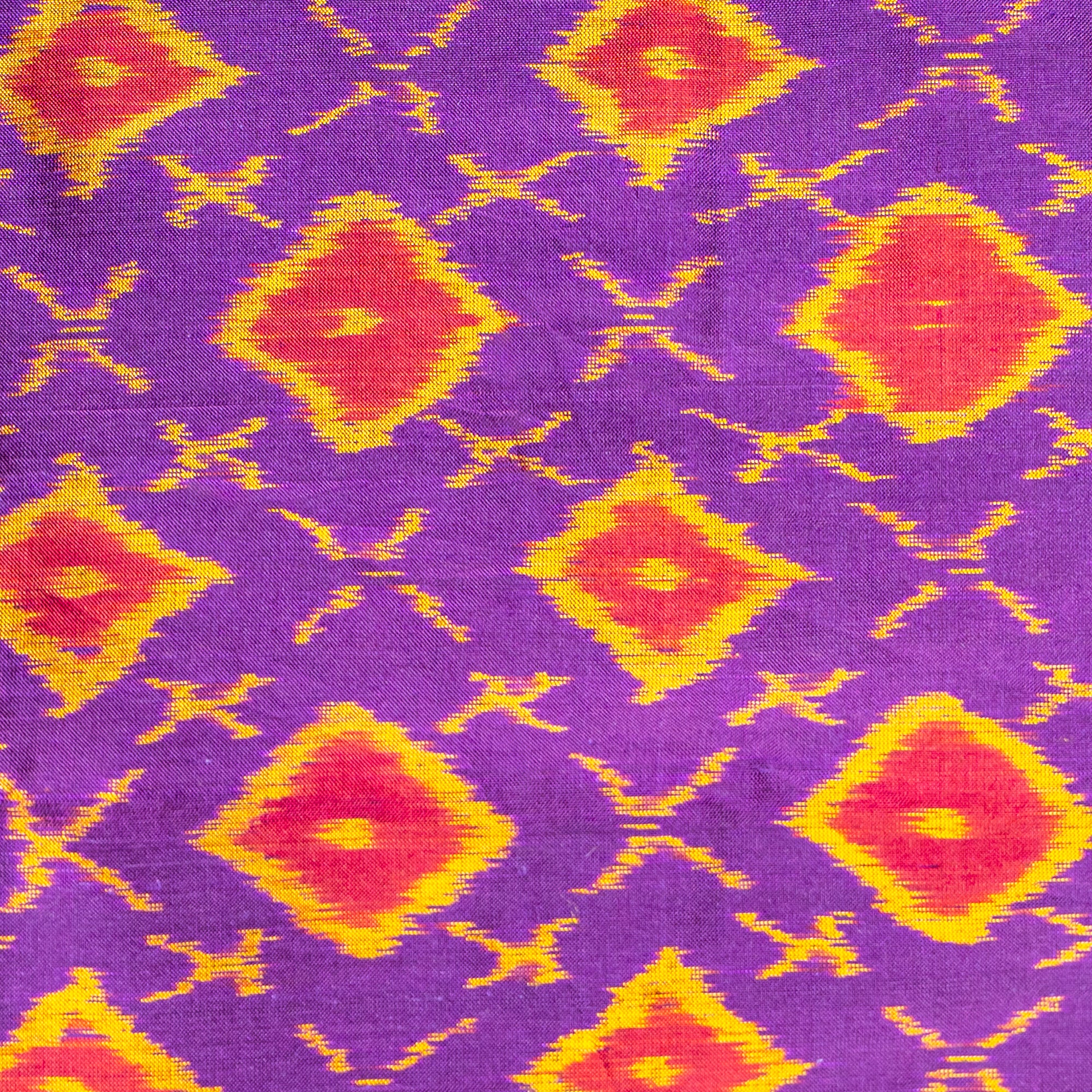Bibhu Mohapatra Dark Purple &amp; Orange Mulberry Silk Odisha Ikat Saree Ikatan