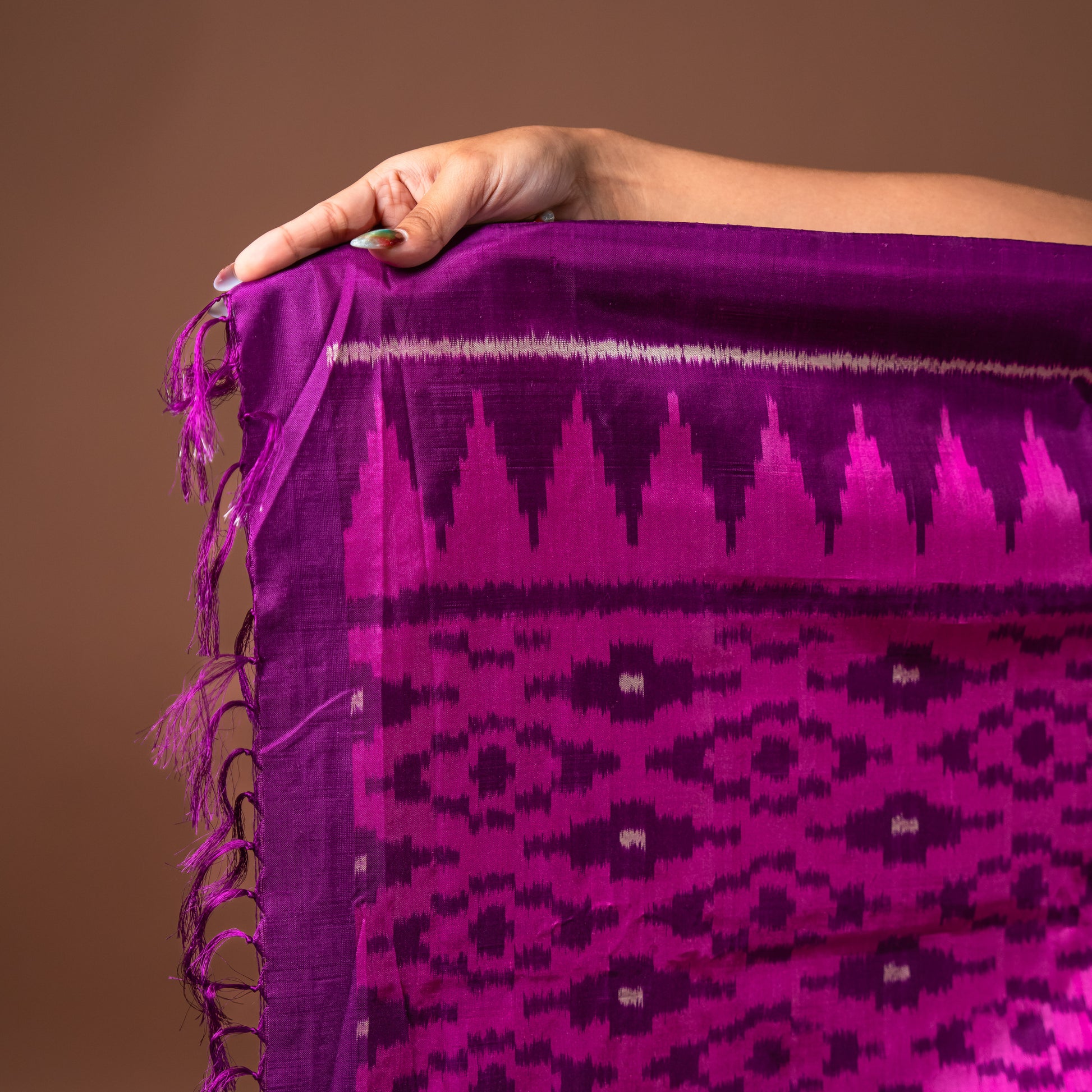 Bibhu Mohapatra Purple & Pink Mulberry Silk Odisha Ikat Saree Ikatan