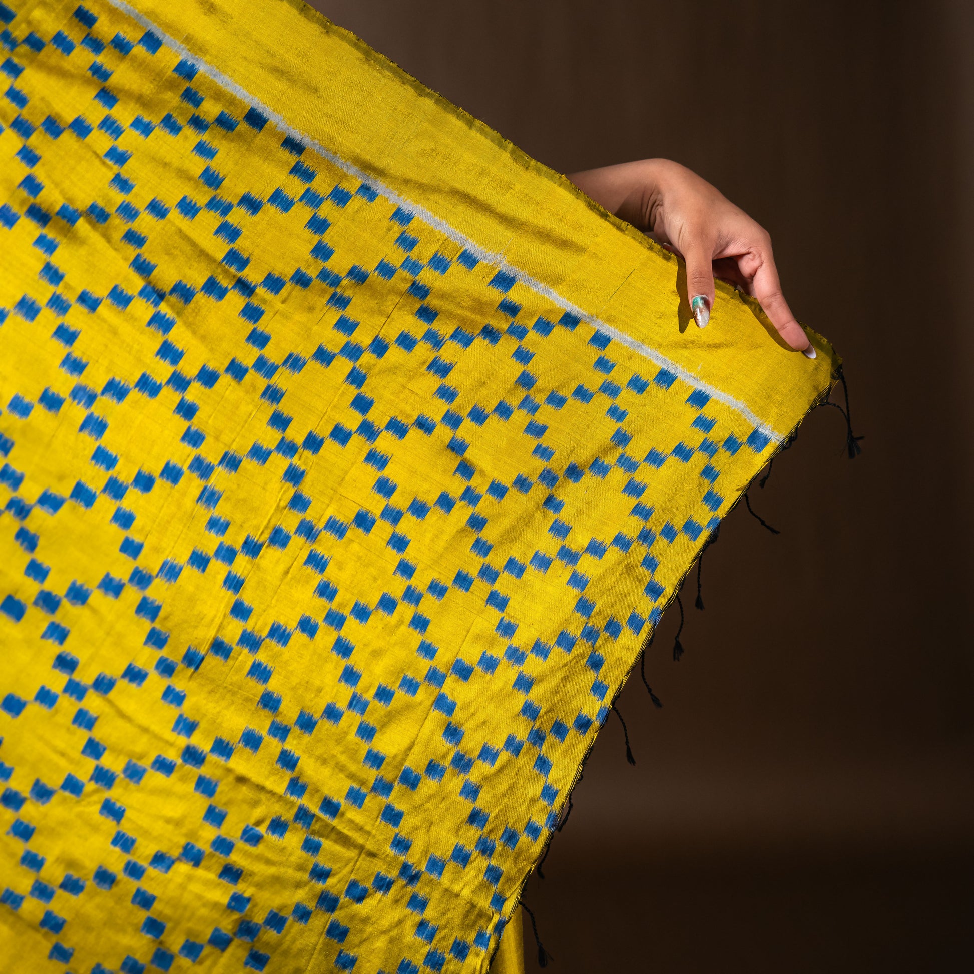 Bibhu Mohapatra Yellow & Blue Mulberry Silk Odisha Ikat Saree Ikatan