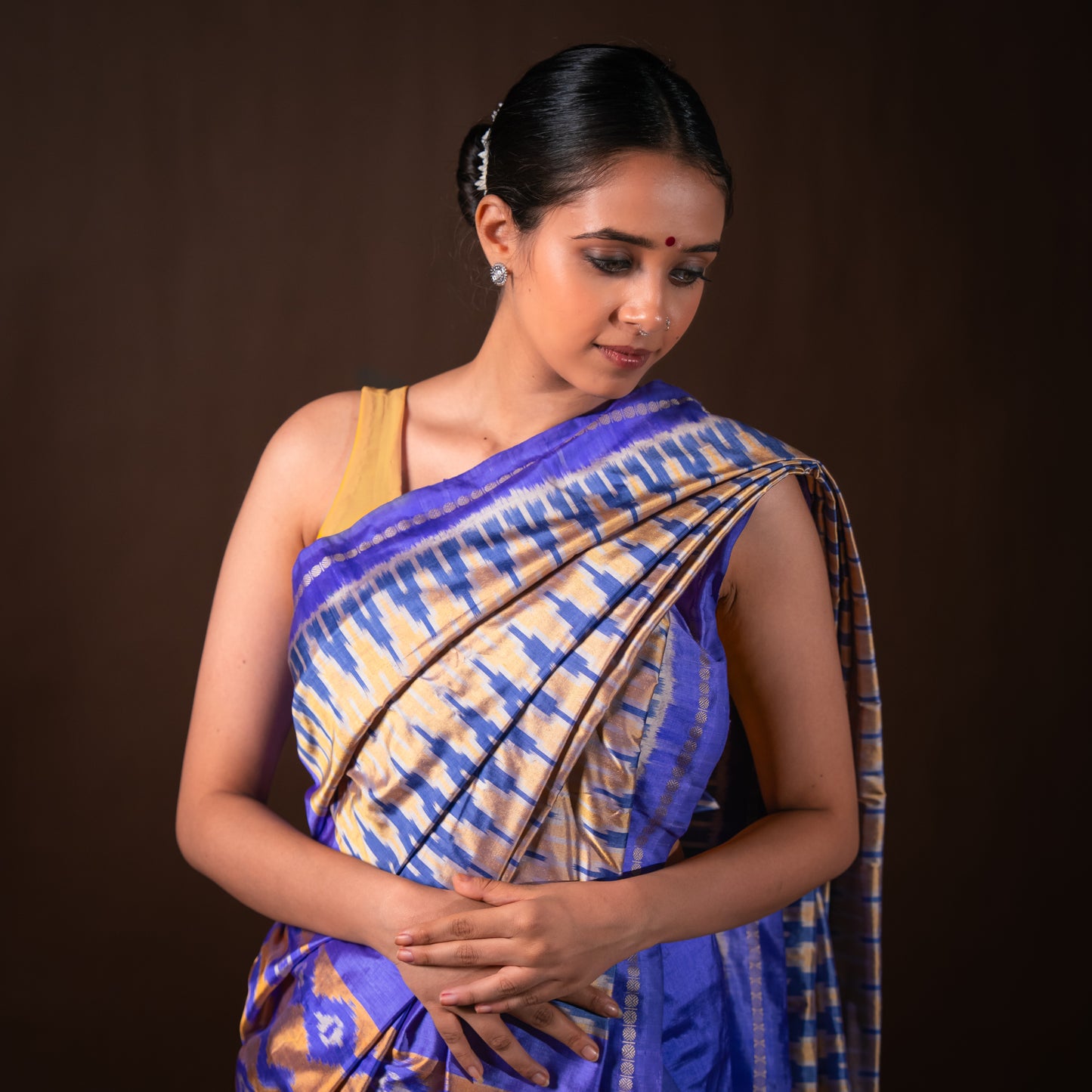 Bibhu Mohapatra Iris Purple & Yellow Mulberry Silk Ikat Saree Ikatan