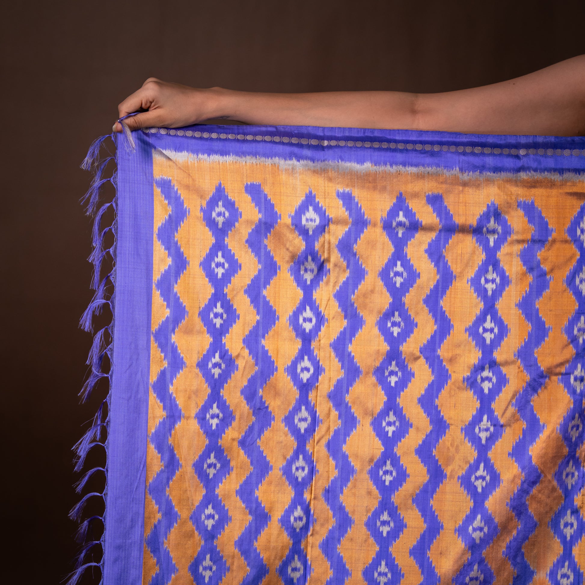 Bibhu Mohapatra Iris Purple & Yellow Mulberry Silk Ikat Saree Ikatan