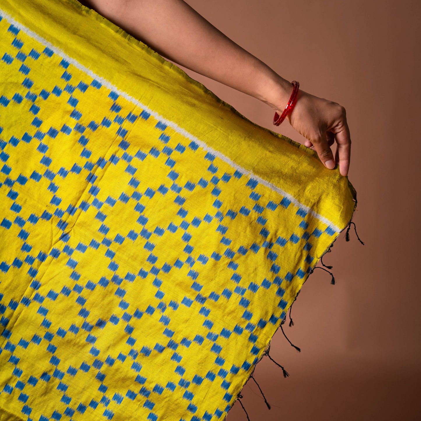 Ikatan Brown & Yellow Mulberry Silk Odisha Ikat Saree Ikatan