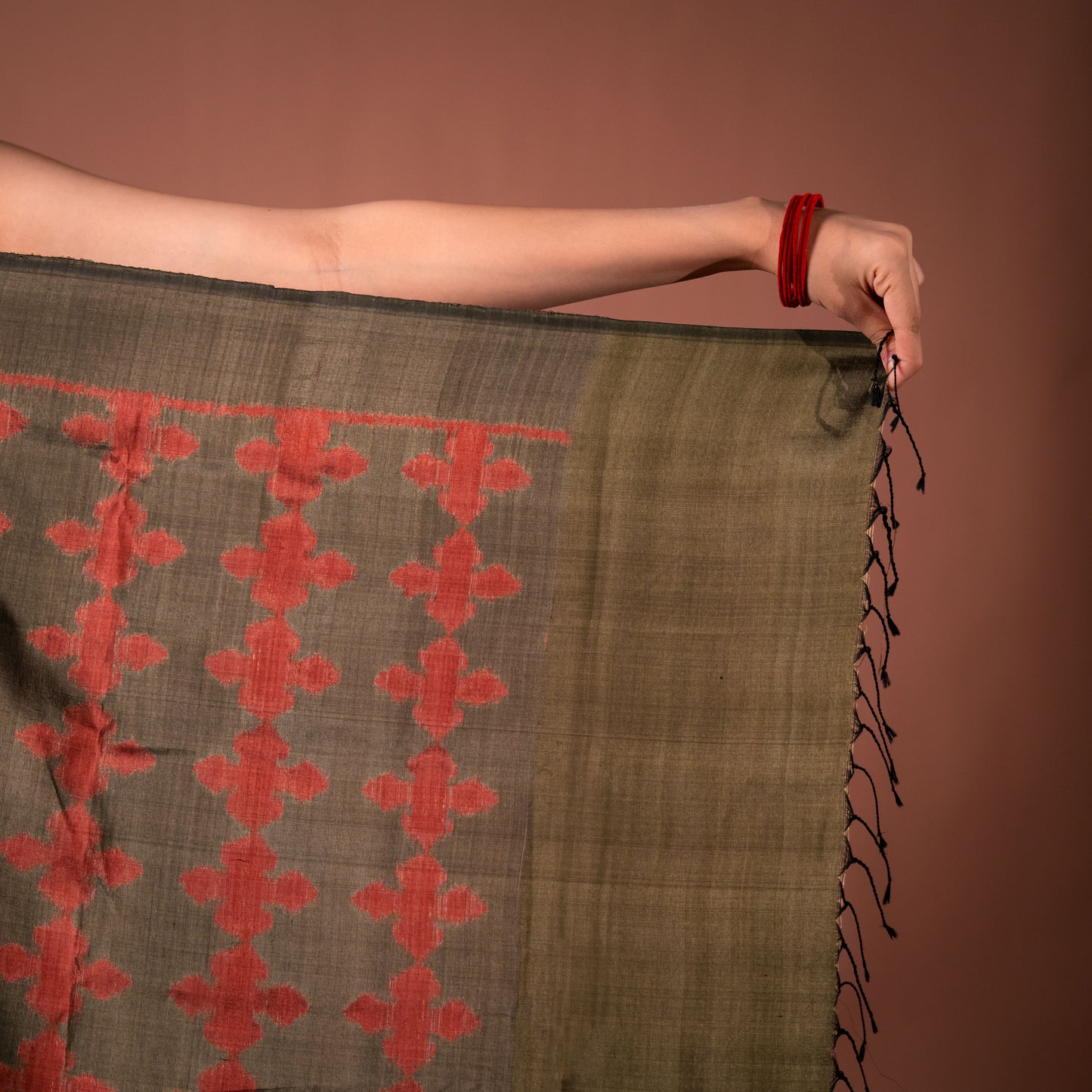 Bibhu Mohapatra Golden & Black Mulberry Silk Odisha Ikat Saree Ikatan