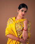 Bibhu Mohapatra Yellow & Brown Mulberry Silk Pochampally Ikat Saree Ikatan