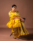 Bibhu Mohapatra Yellow & Brown Mulberry Silk Pochampally Ikat Saree Ikatan