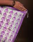 Bibhu Mohapatra Iris Purple with Silver Mulberry Silk Pochampally Ikat Saree Ikatan