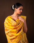 Bibhu Mohapatra Yellow Mulberry Silk Pochampally Ikat Saree Ikatan