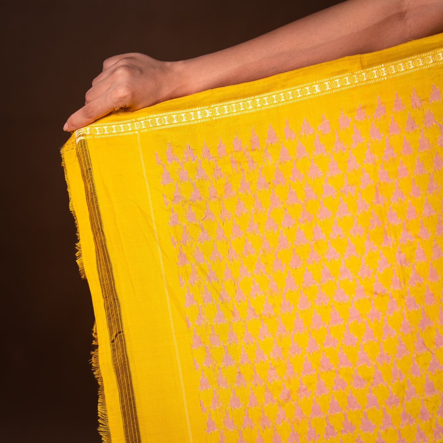 Bibhu Mohapatra Yellow & Grey Mulberry Silk Pochampally Ikat Saree Ikatan