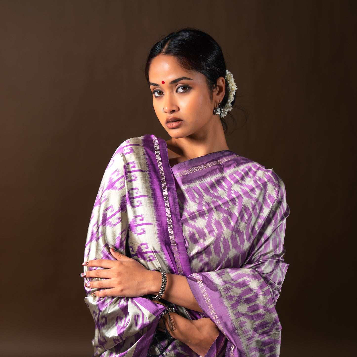 Bibhu Mohapatra Light Purple Mulberry Silk Pochampally Ikat Saree Ikatan