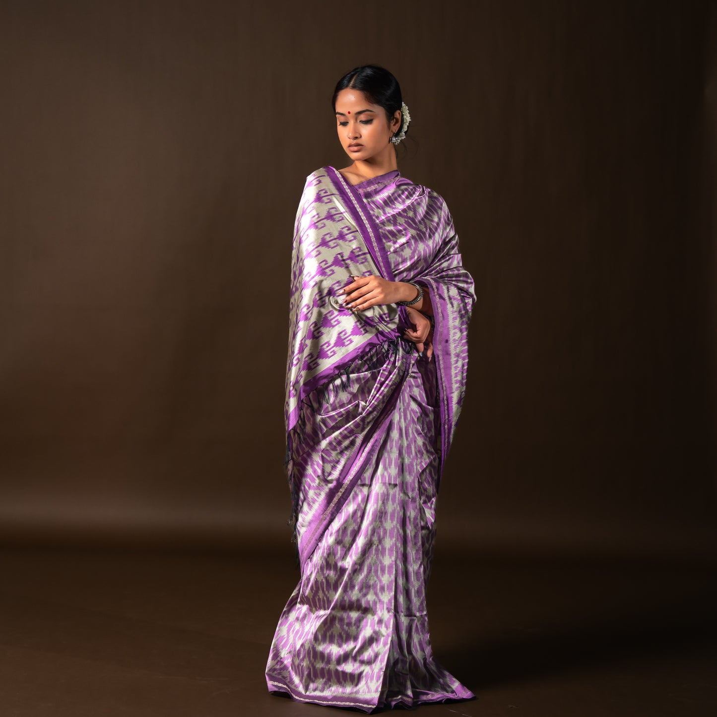 Bibhu Mohapatra Light Purple Mulberry Silk Pochampally Ikat Saree Ikatan