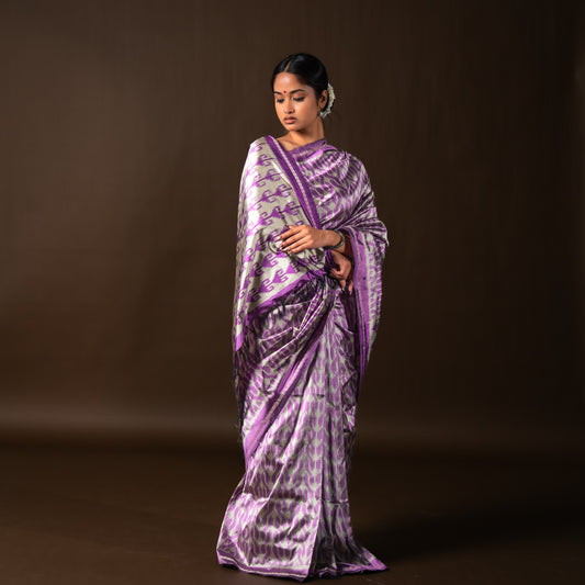 Bibhu Mohapatra Light Purple Mulberry Silk Pochampally Ikat Saree Ikatan