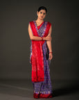 Ikatan Violet & Red Mulberry Silk Odisha Ikat Saree Ikatan