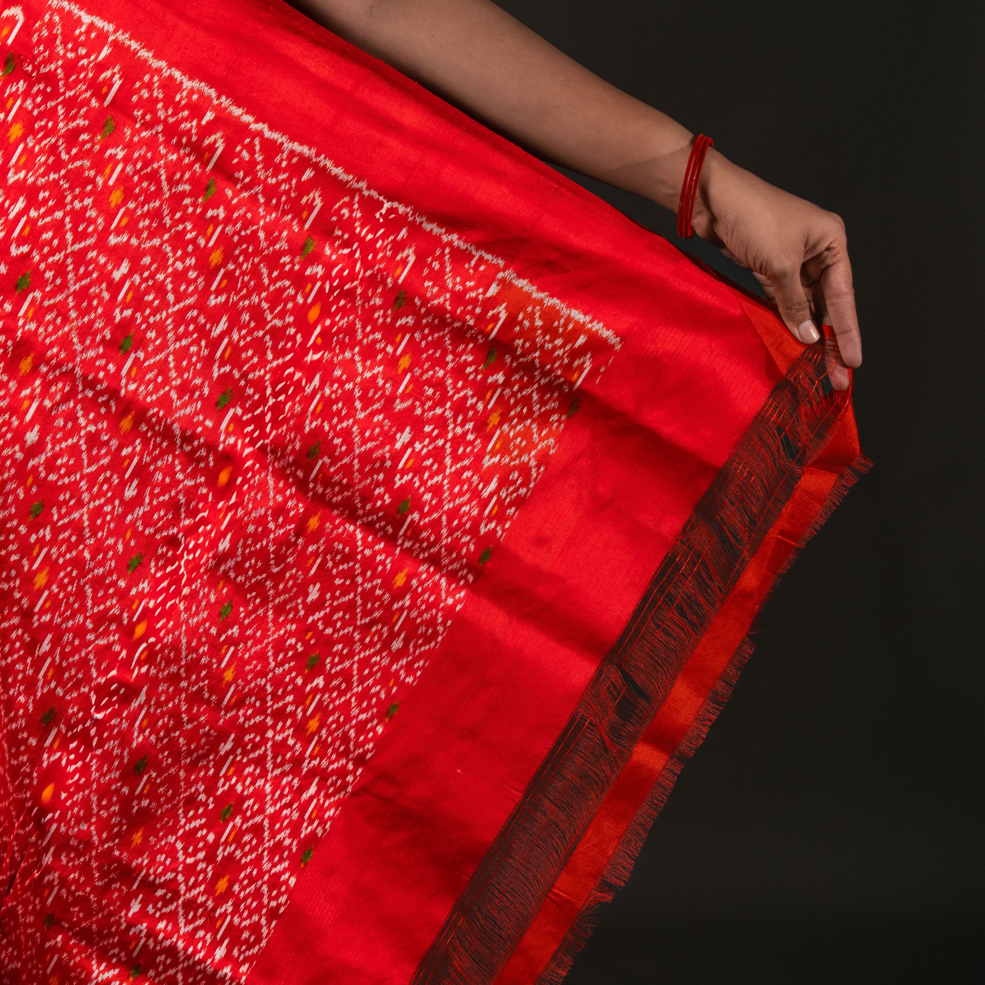 Ikatan Violet & Red Mulberry Silk Odisha Ikat Saree Ikatan