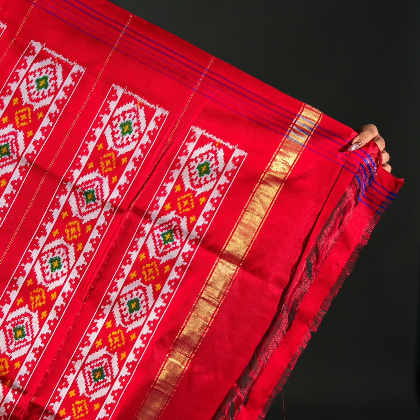 Ikatan Light Red & Yellow Mulberry Silk Odisha Ikat Saree Ikatan
