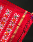 Ikatan Light Red & Yellow Mulberry Silk Odisha Ikat Saree Ikatan