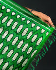 Ikatan Green & Red Mulberry Silk Pochampally Ikat Saree Ikatan
