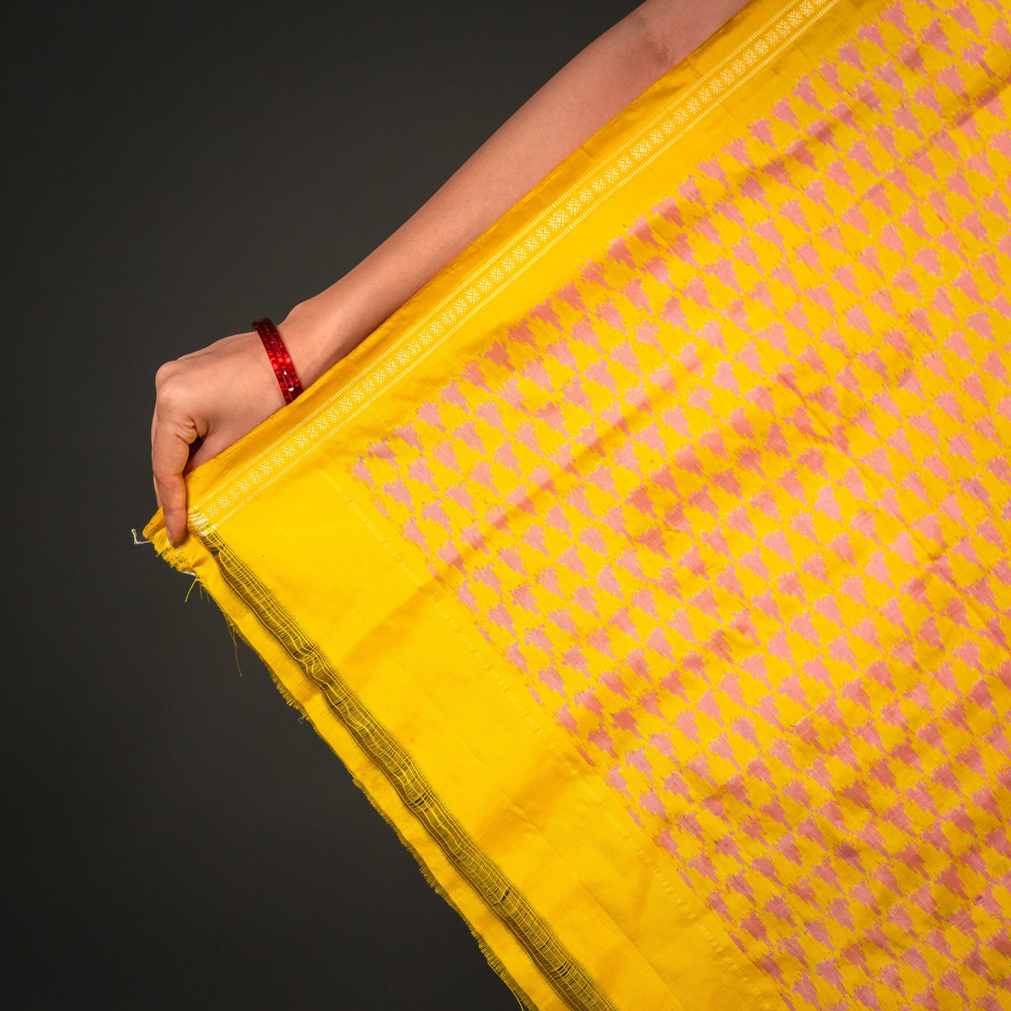 Bibhu Mohapatra Green & Yellow Mulberry Silk Pochampally Ikat Saree Ikatan